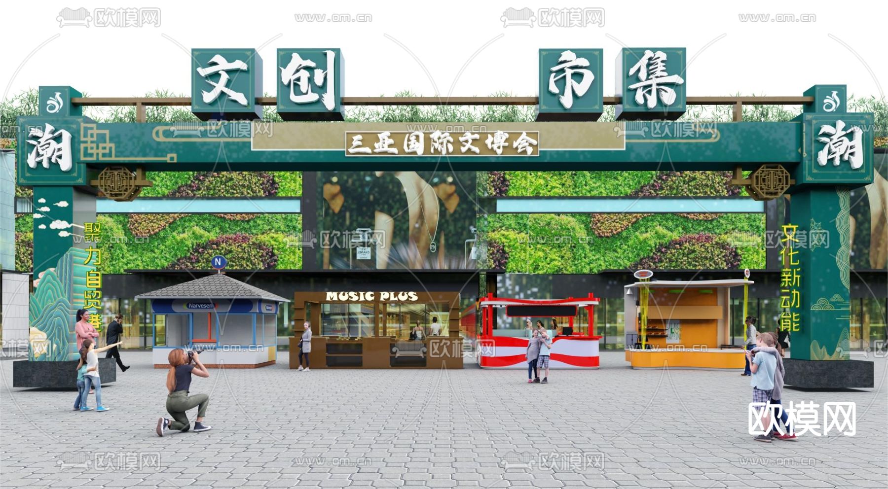 文创市集门头 售卖亭su模型