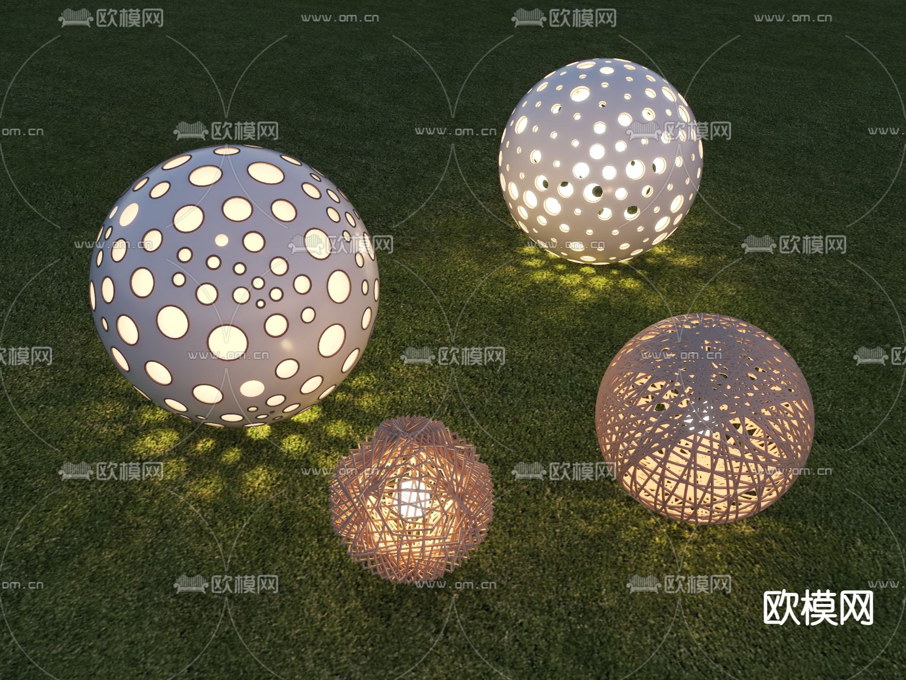 球形草坪灯 地灯 户外灯免费3d模型下载
