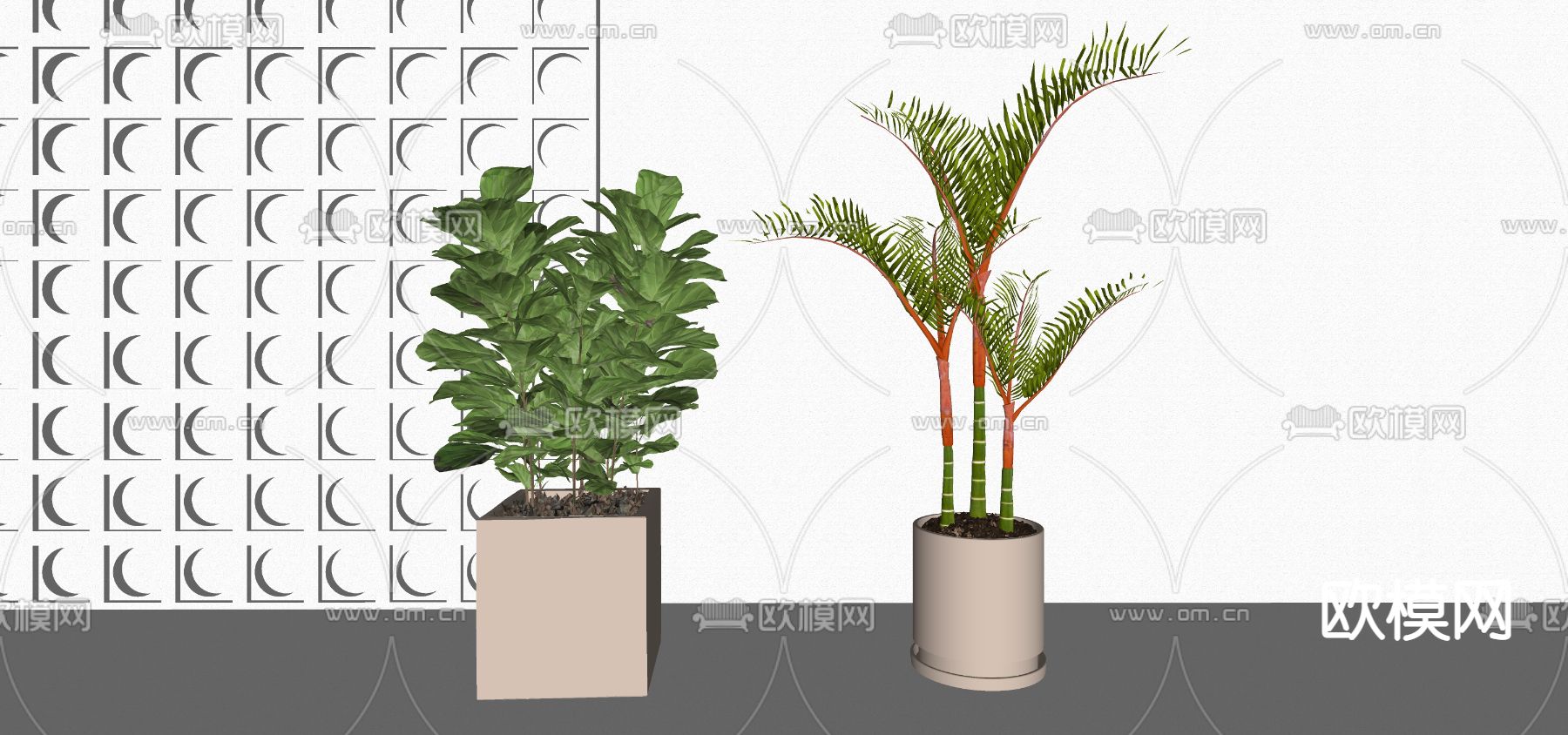 绿植盆栽su模型下载（渲染图2）