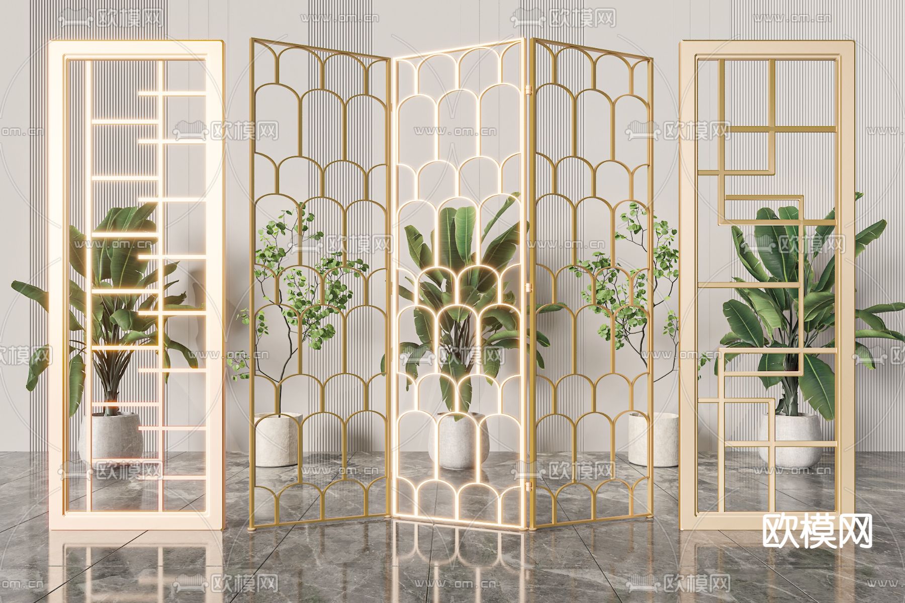 金属隔断 屏风3d模型下载