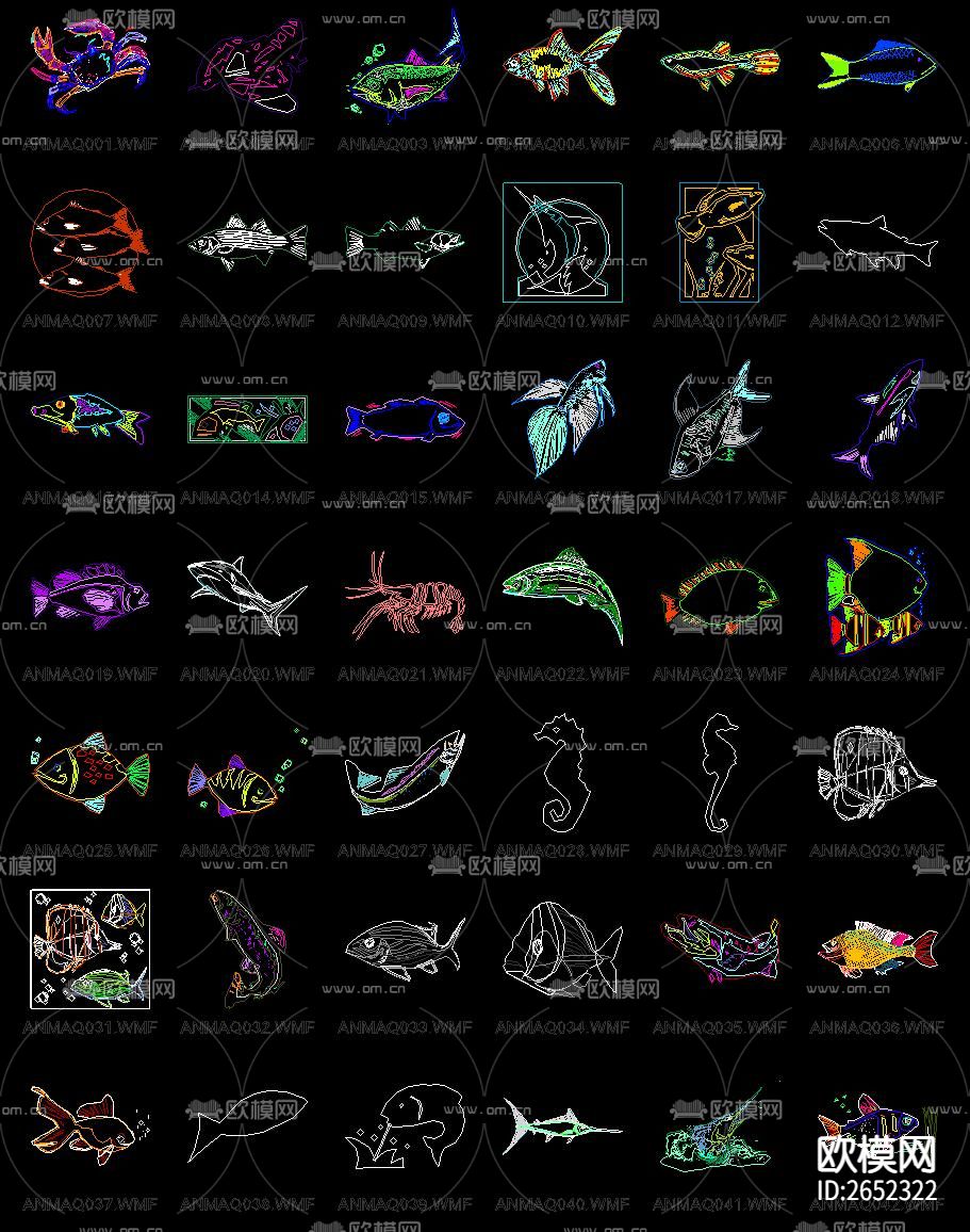 水族箱海洋生物cad图库下载（渲染图1）