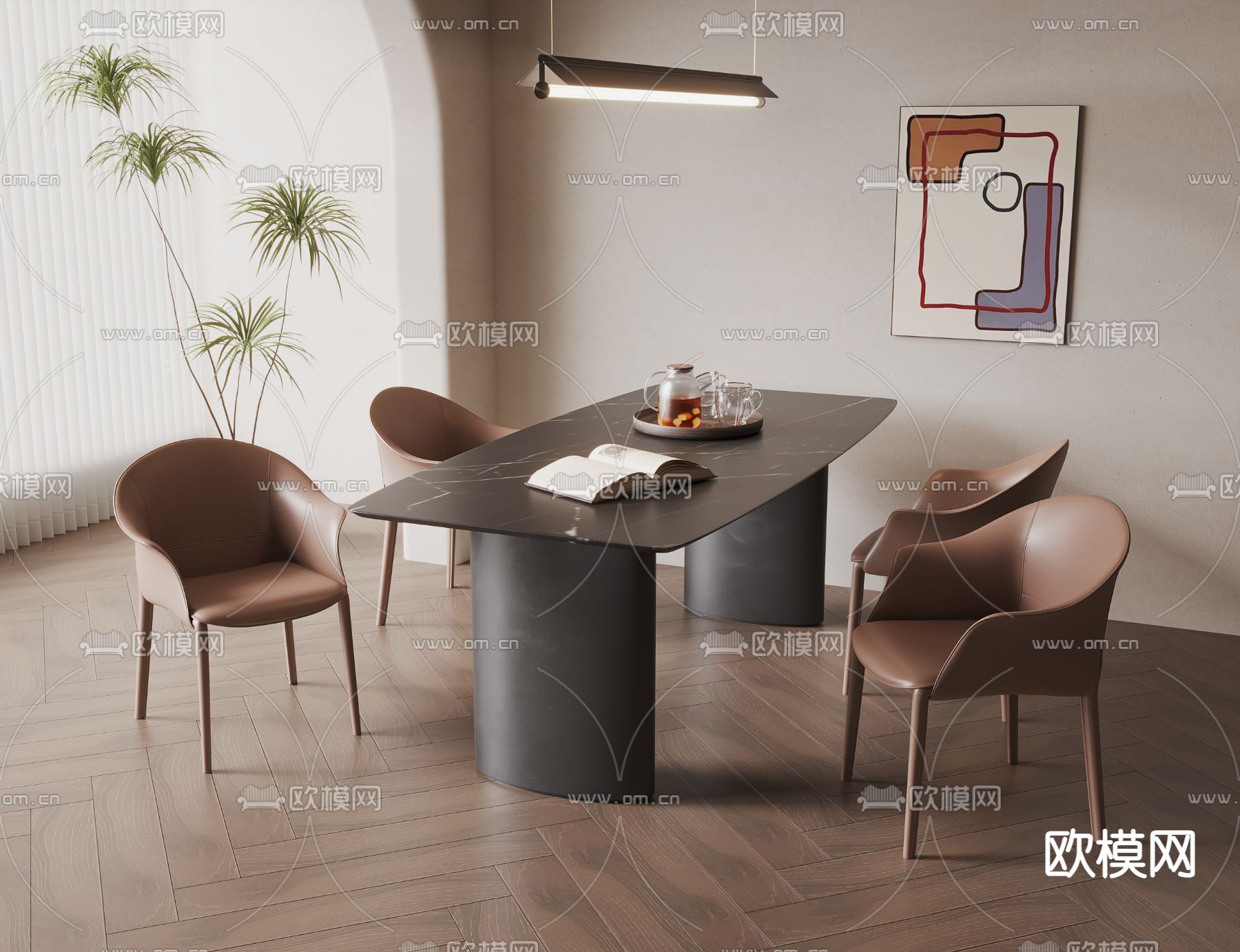 现代餐桌椅3d模型下载