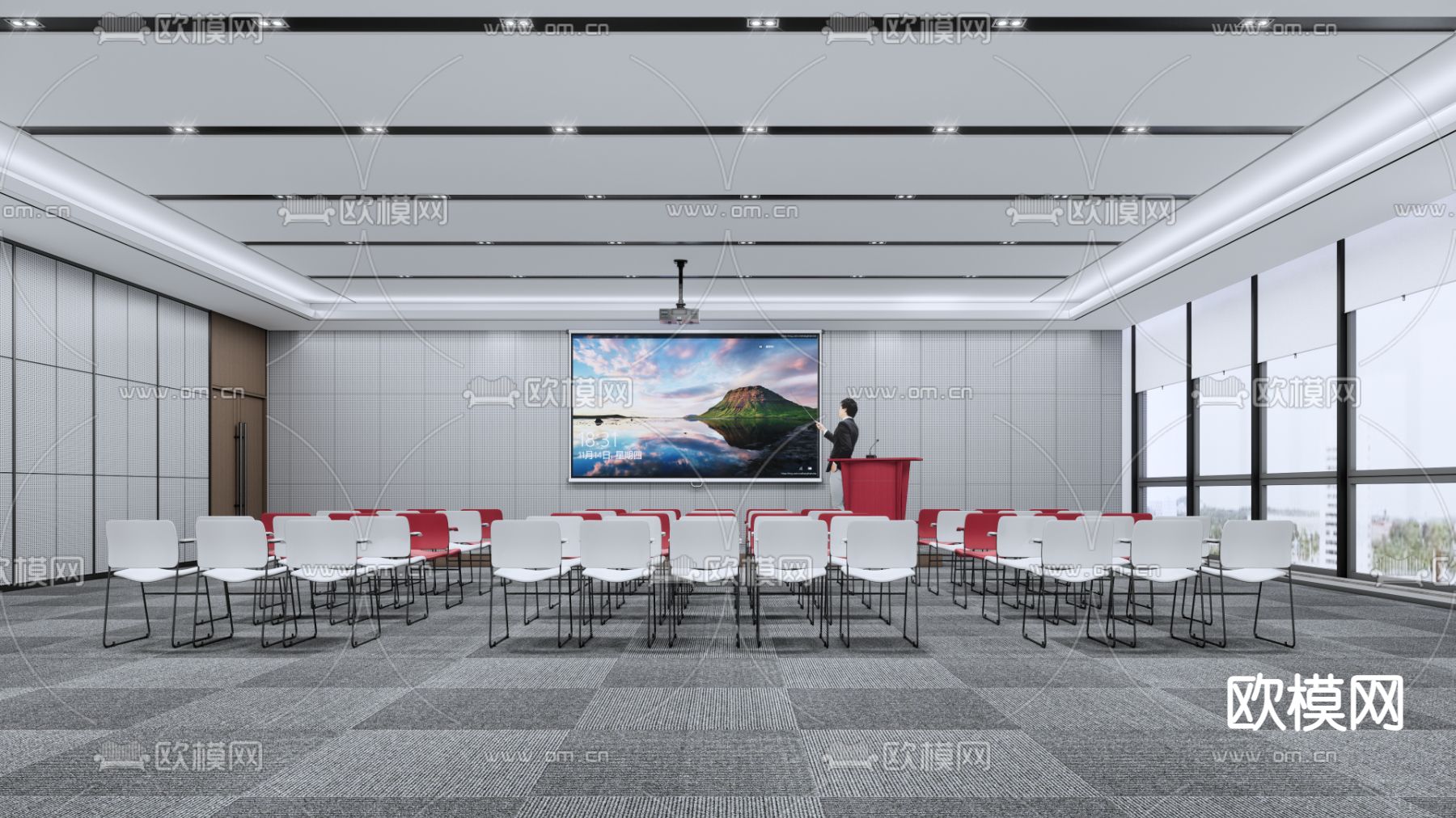 会议室 培训室 报告厅su模型下载（渲染图1）