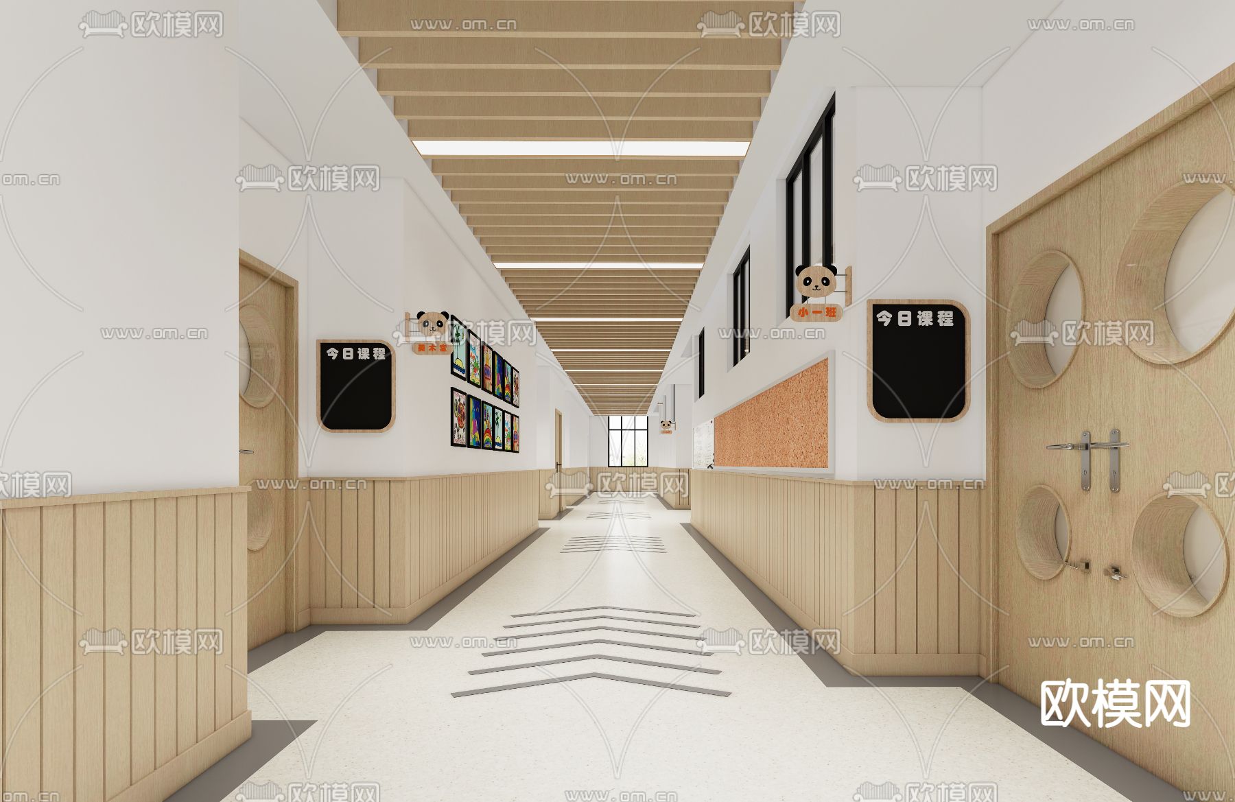 幼儿园走廊 过道su模型下载（渲染图1）