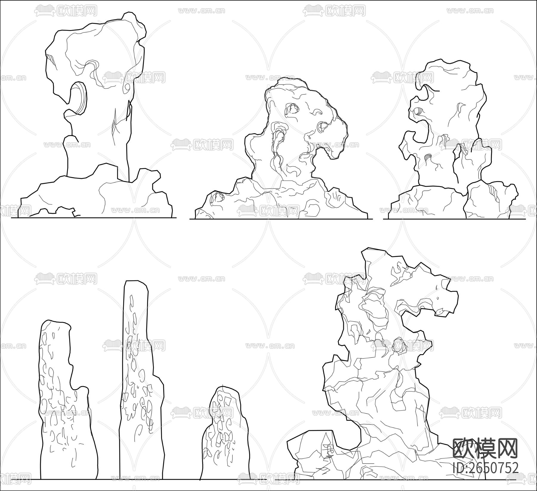 假山叠石跌水cad样式图下载（渲染图3）