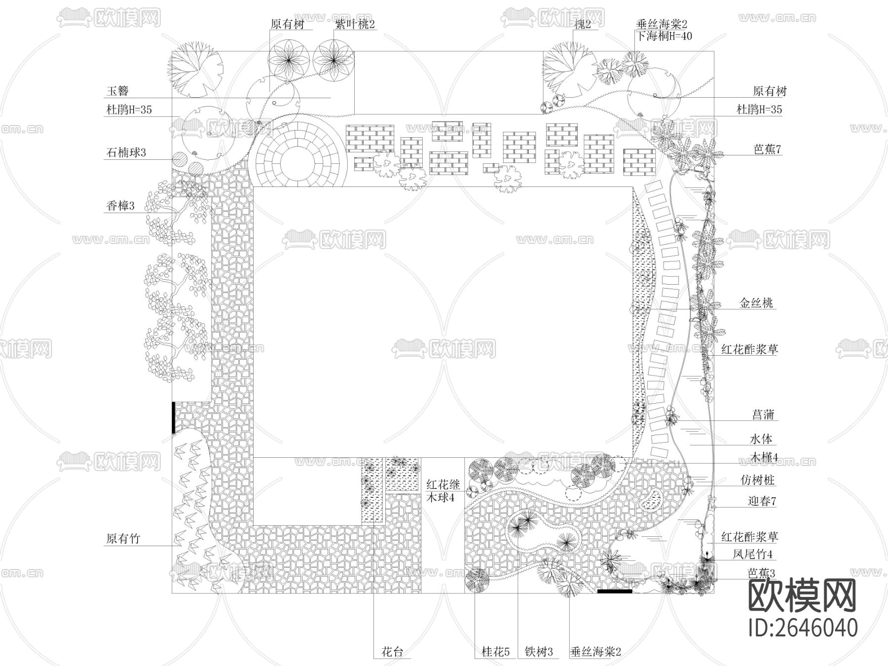 庭院花园景观CAD施工图下载（渲染图6）