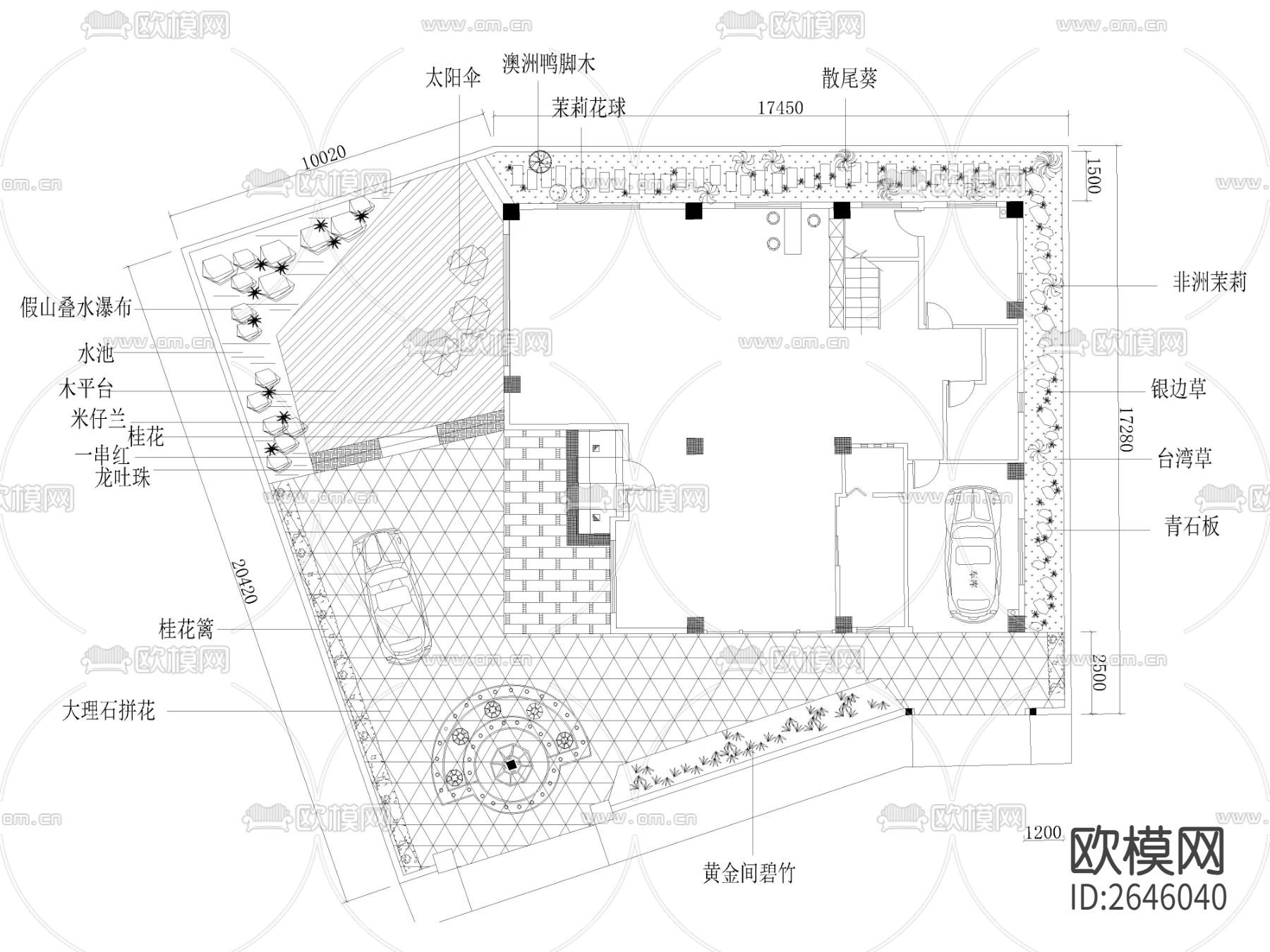 庭院花园景观CAD施工图下载（渲染图8）