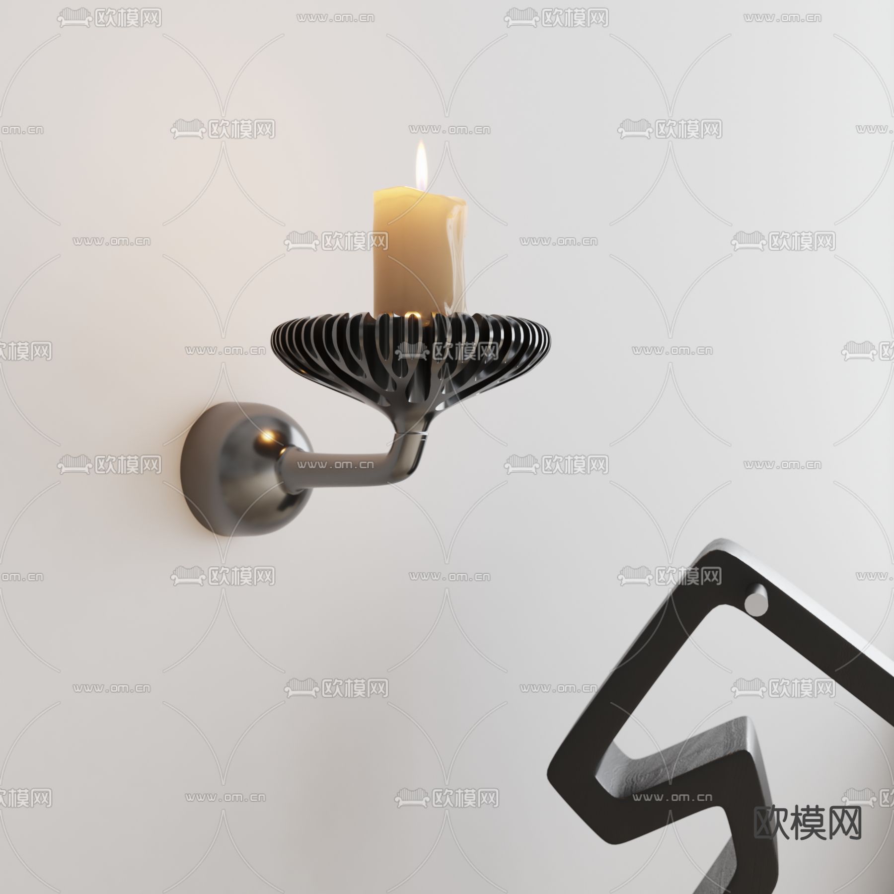 侘寂风壁灯 蜡烛灯3d模型下载