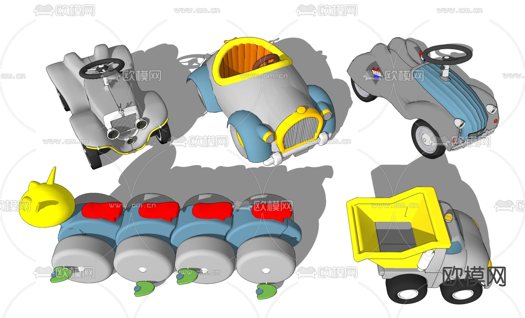 儿童玩具车 卡通车su模型下载（渲染图2）