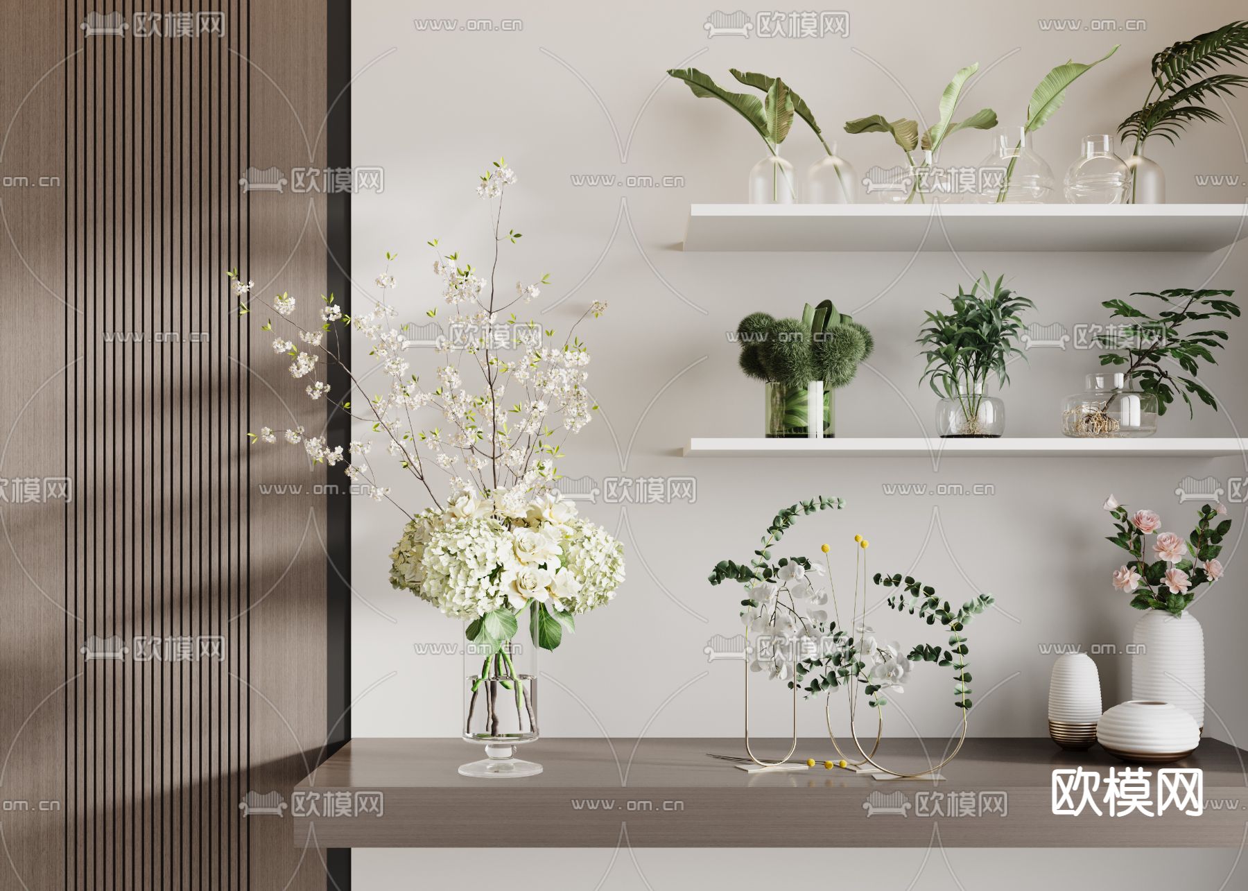 花瓶 花艺 鲜花 插花3d模型