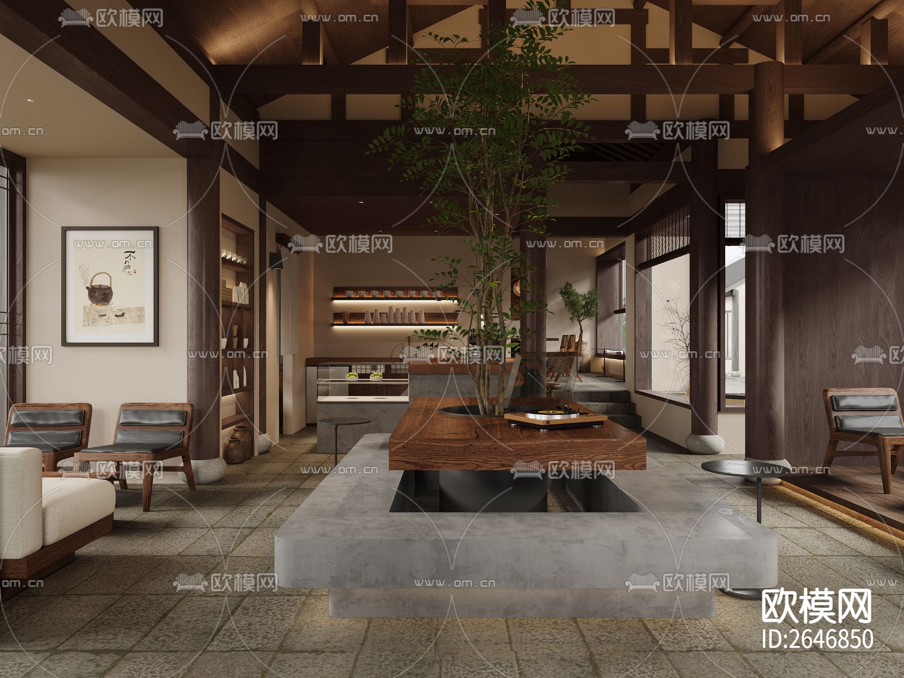 咖啡店CAD施工图下载（渲染图5）