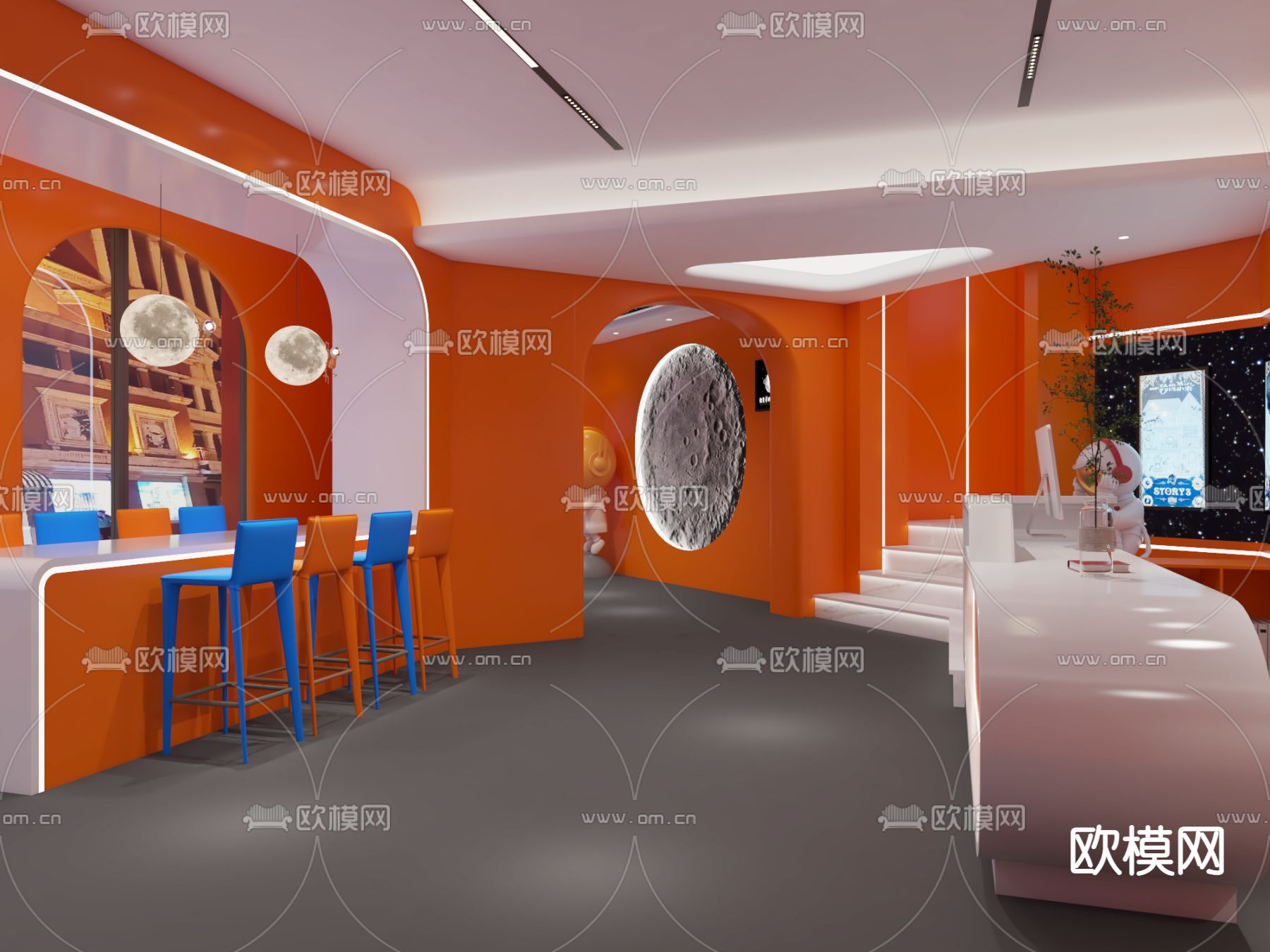 太空人主题 密室逃脱3d模型下载（渲染图1）