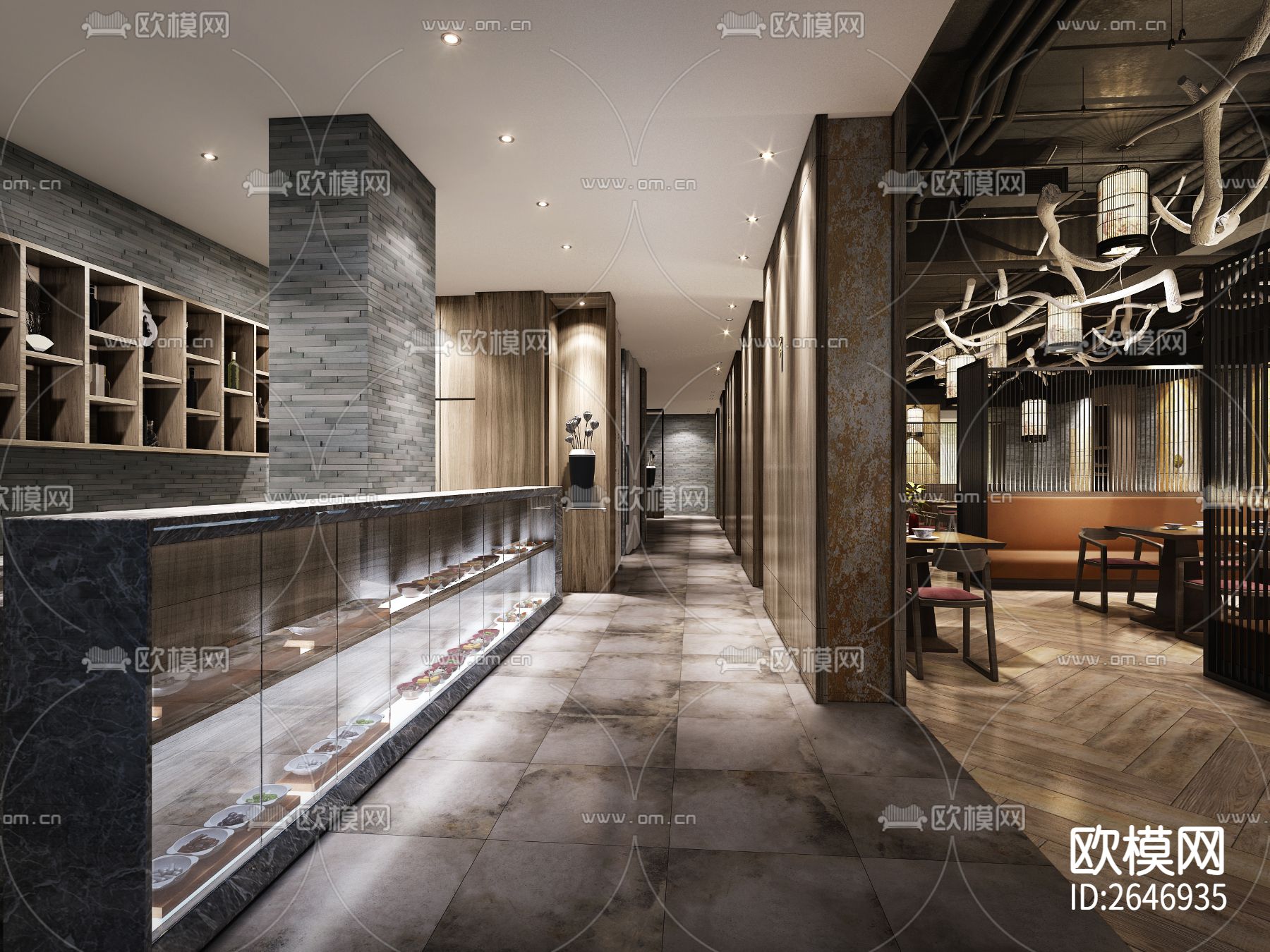 茶餐厅CAD施工图下载（渲染图6）