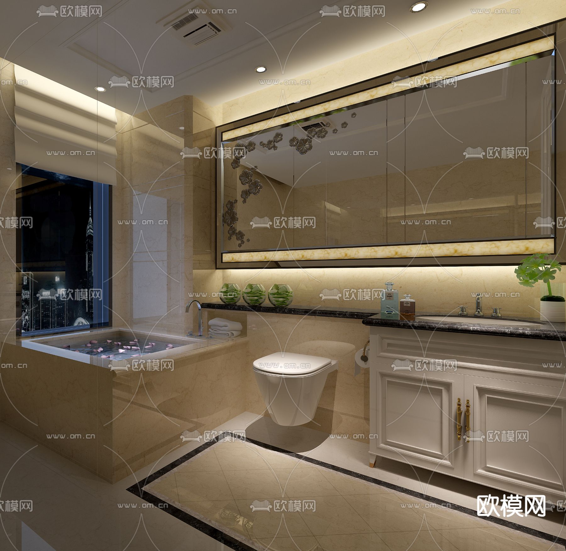 简欧卫生间 浴室免费3d模型下载