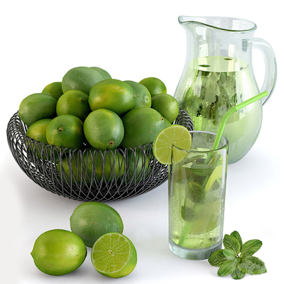  青柠檬 柠檬水 果饮su模型 