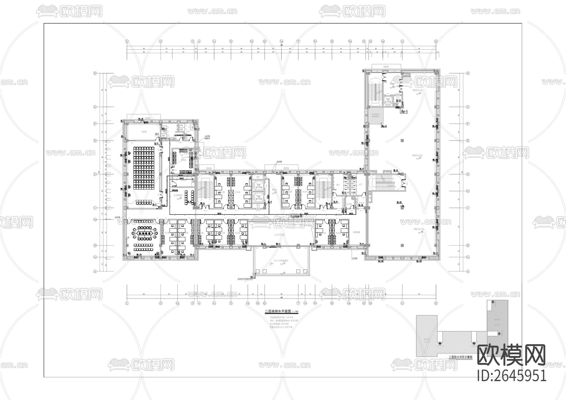 城市新区综合服务楼CAD施工图下载（渲染图6）