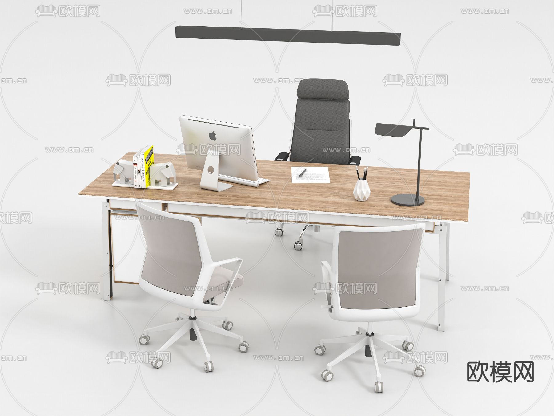 办公桌椅 班台桌3d模型下载