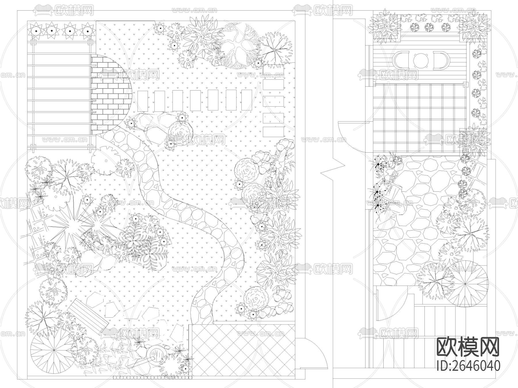 庭院花园景观CAD施工图下载（渲染图3）