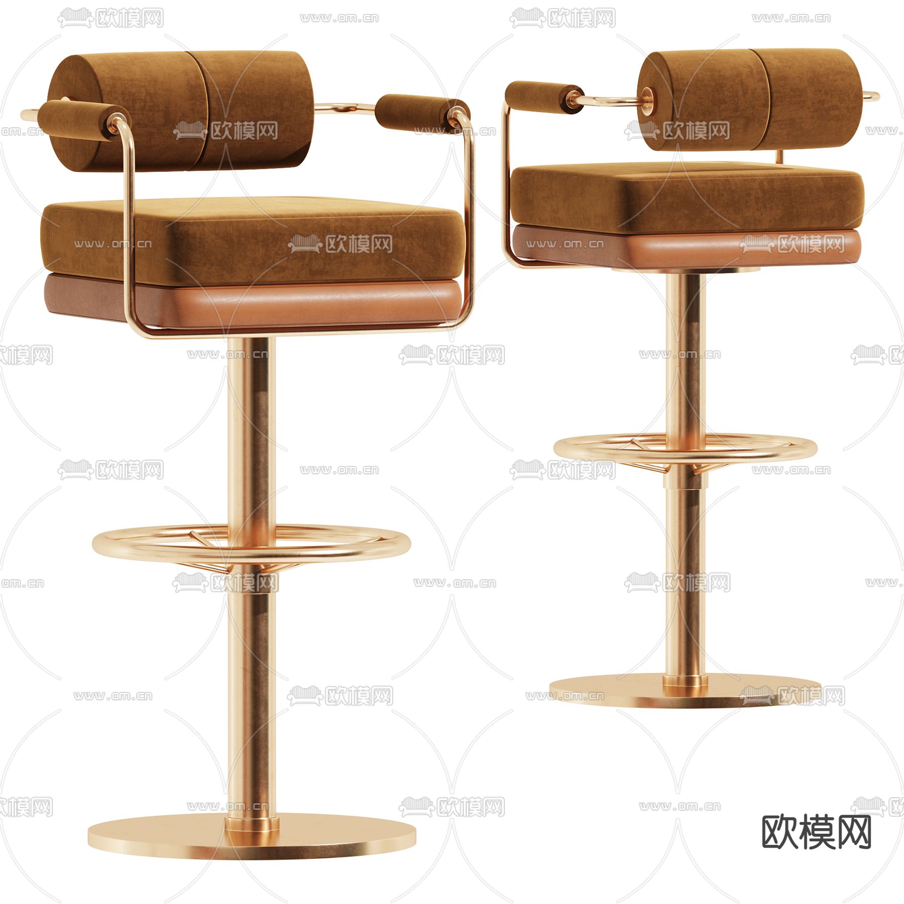 Mezzo 轻奢吧台椅 吧凳3d模型下载（渲染图1）