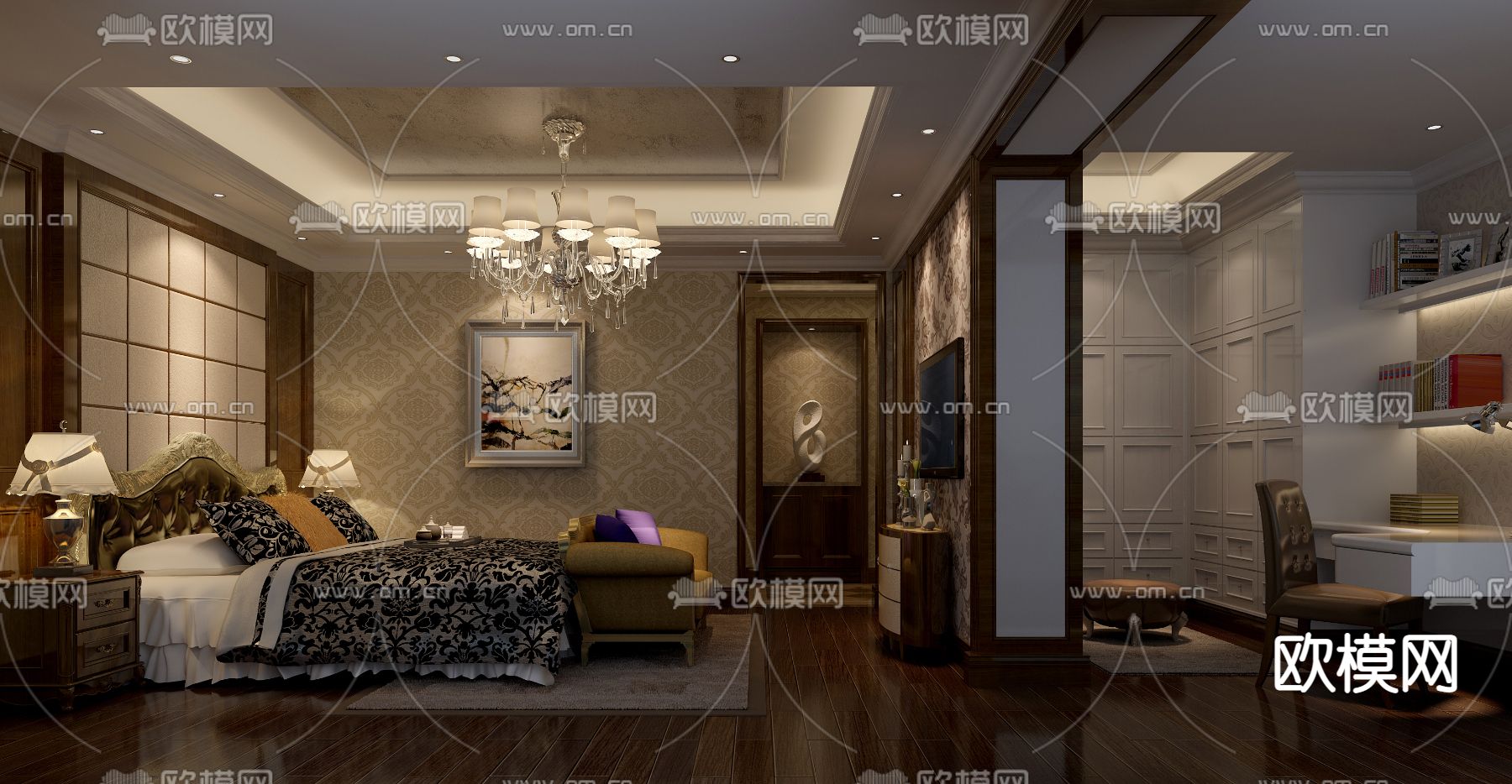 欧式卧室 主人房免费3d模型下载