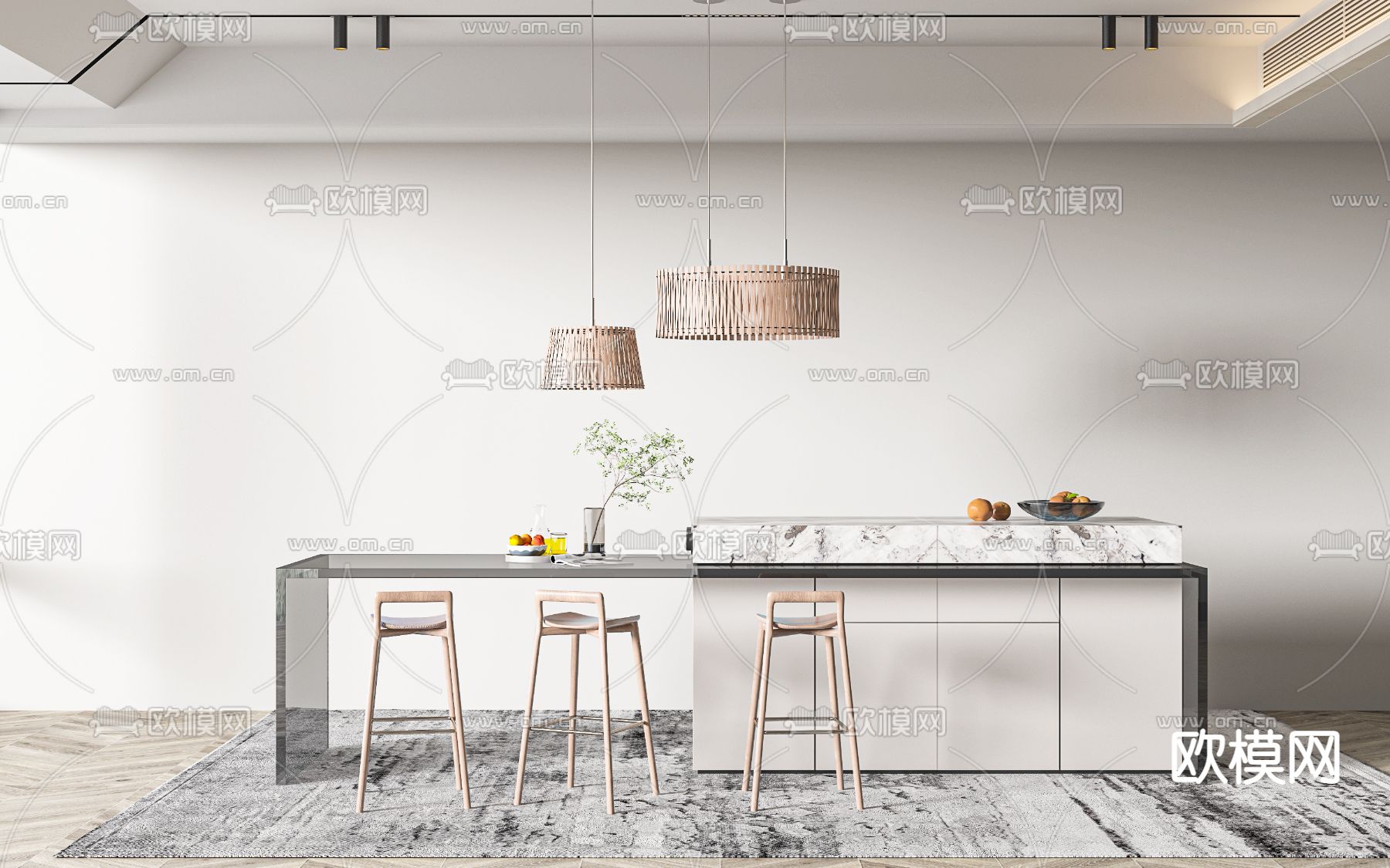 中岛吧台椅3d模型下载