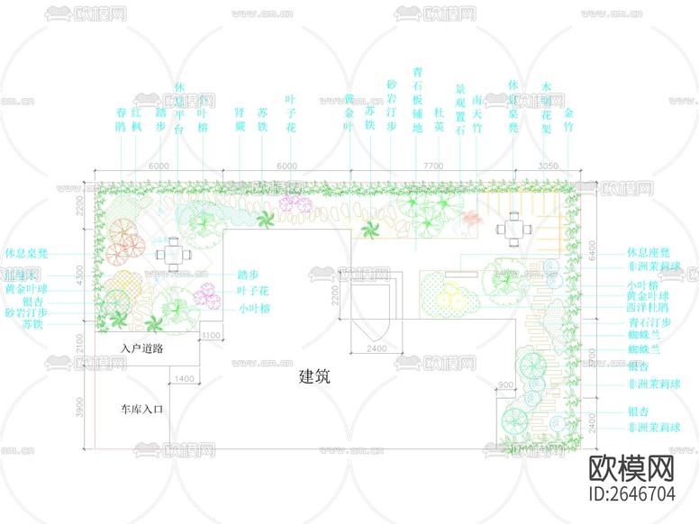 別墅庭院花園CAD施工圖下載(渲染圖5)