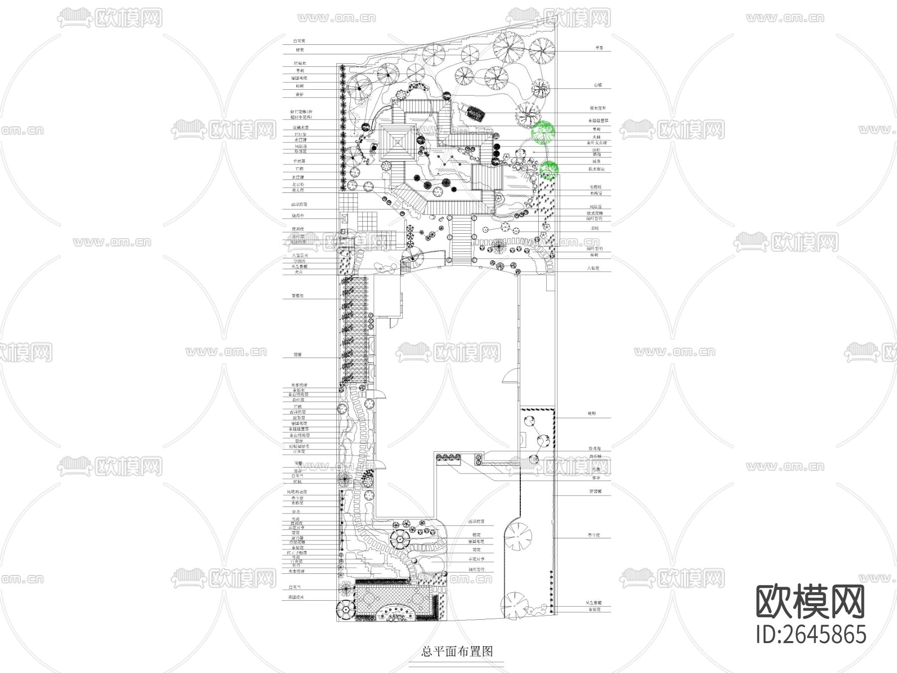 别墅花园cad平面图下载（渲染图6）