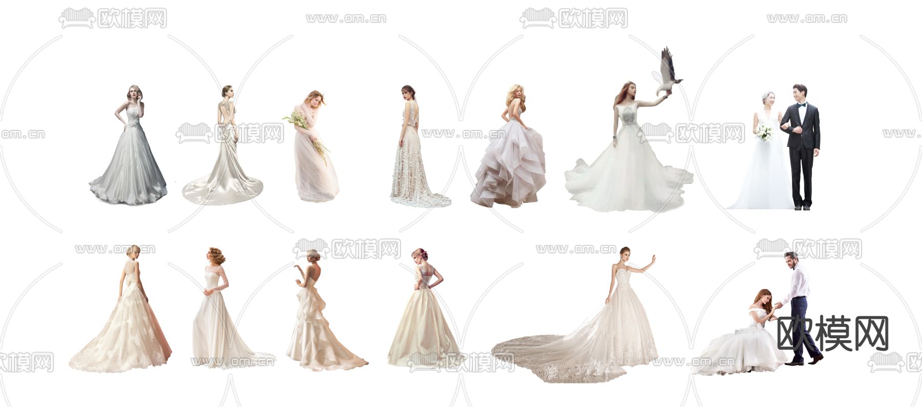 婚纱 婚礼男女su模型下载