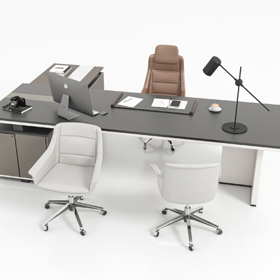  班台桌椅 老板桌 办公桌su模型 