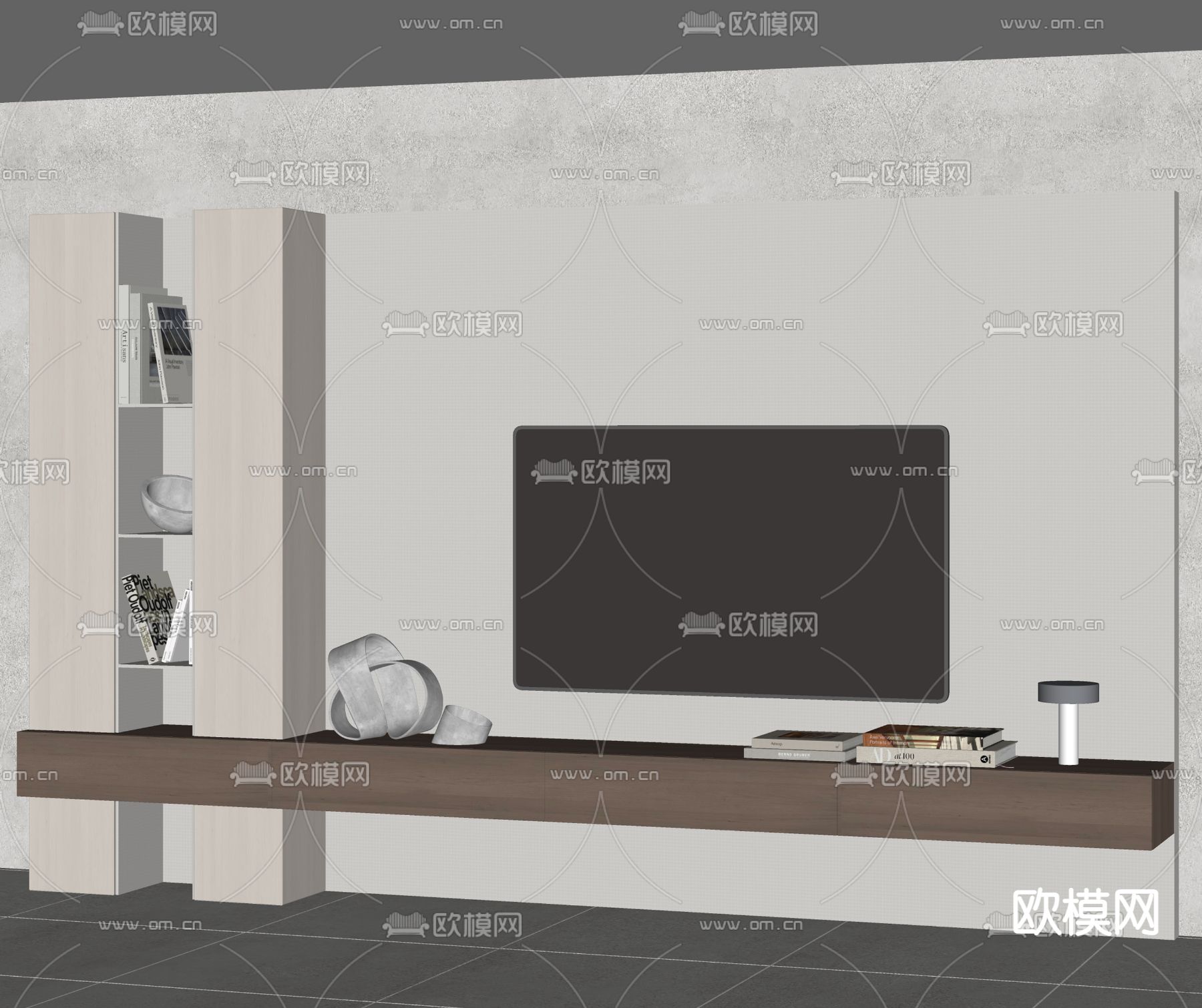 高级灰背景 电视背景su模型下载（渲染图2）