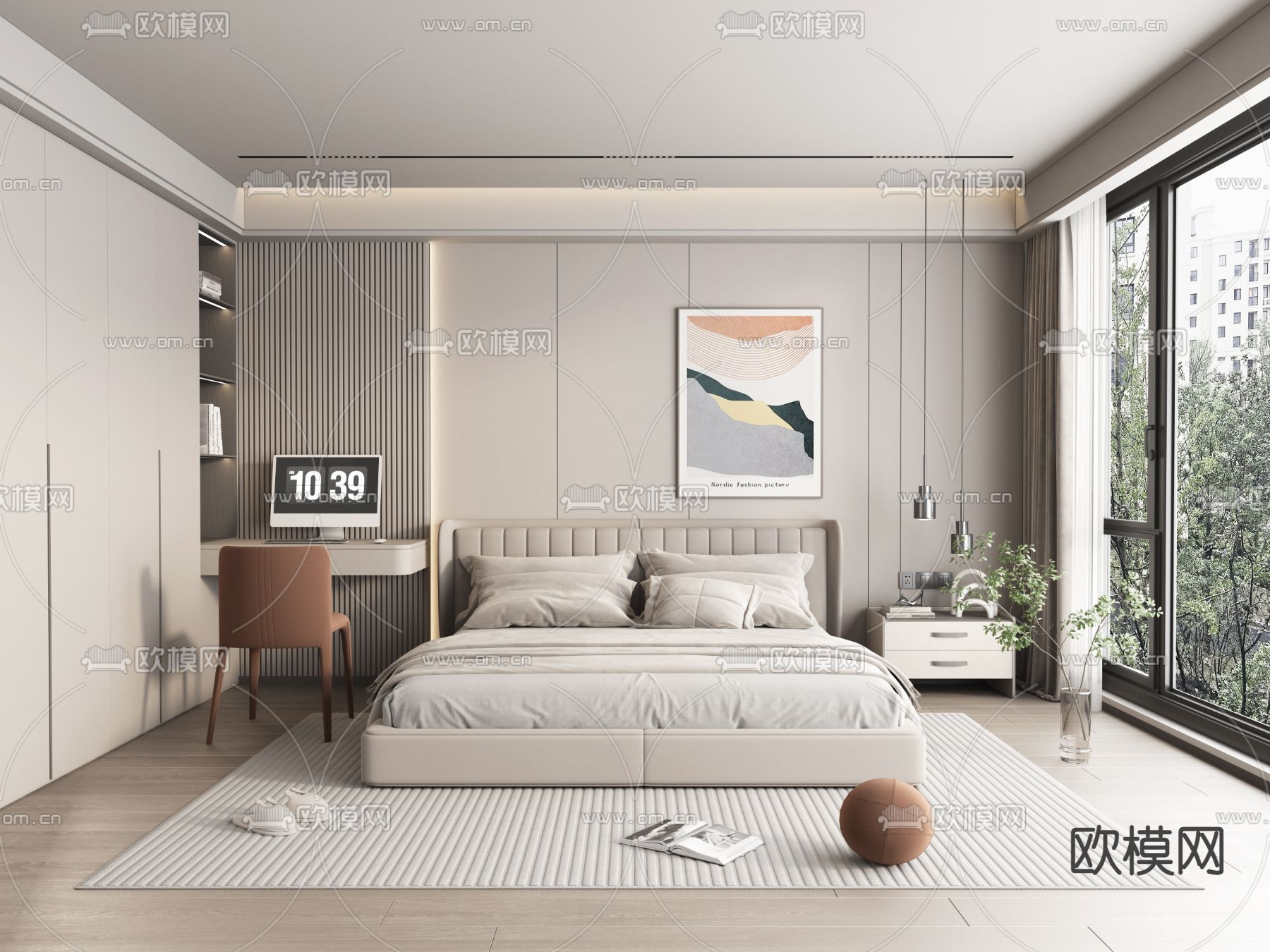现代卧室 主卧3d模型下载_ID14096999_3dmax免费模型-欧模网