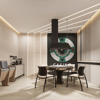  麻将房 棋牌室su模型 