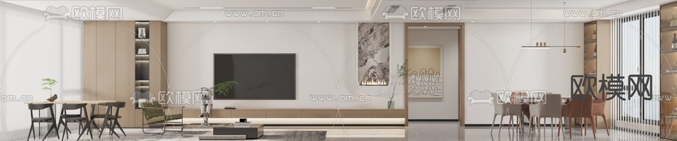 客餐厅3d模型下载(渲染图1)
