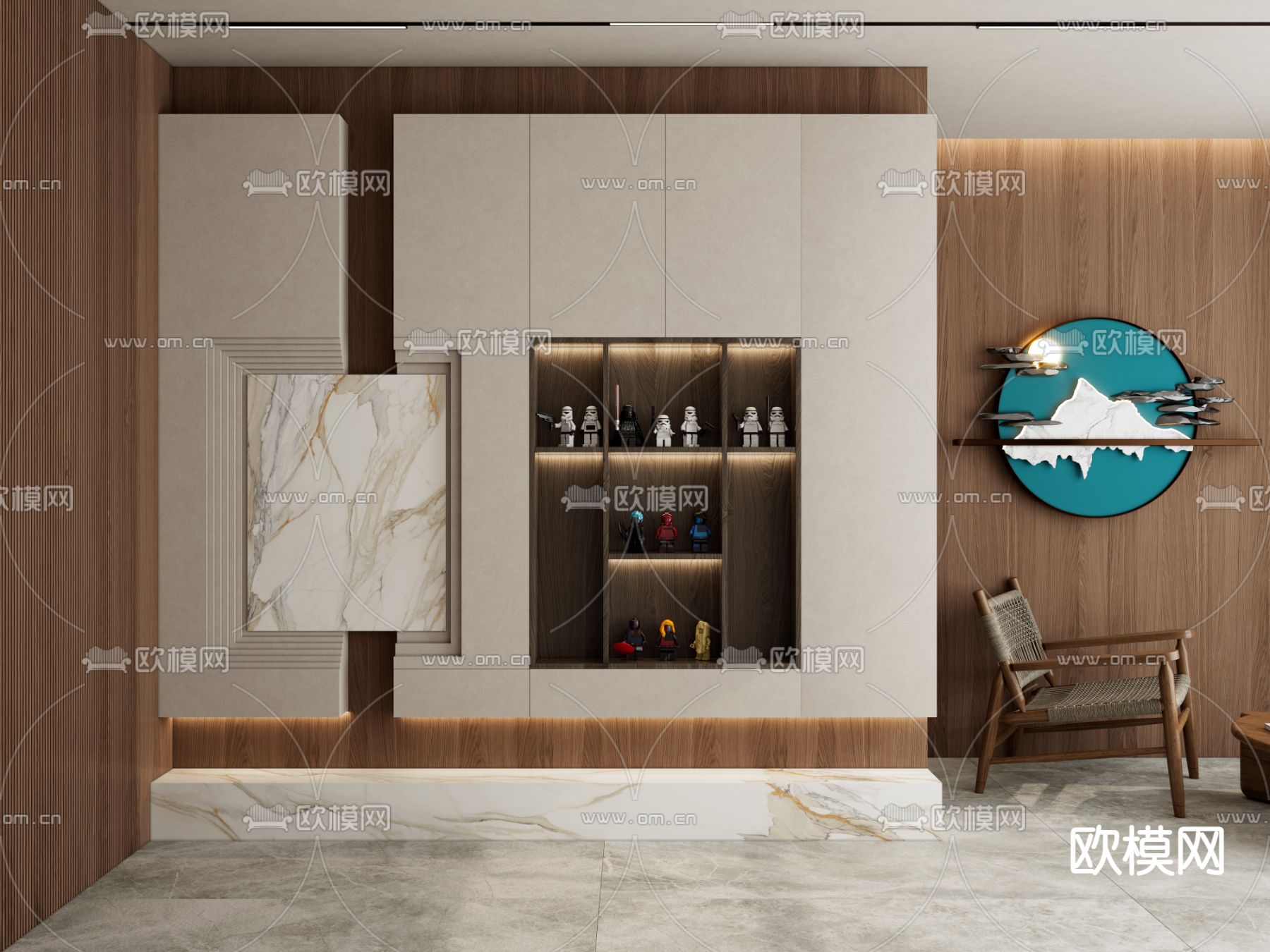 北欧装饰柜 玄关装饰柜3d模型下载（渲染图1）