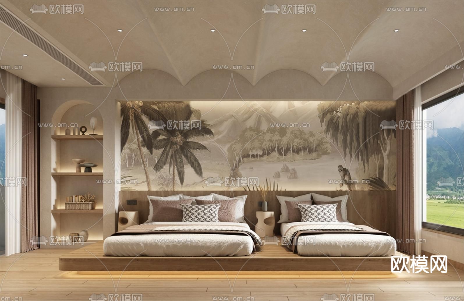 侘寂民宿客房su模型下载（渲染图1）