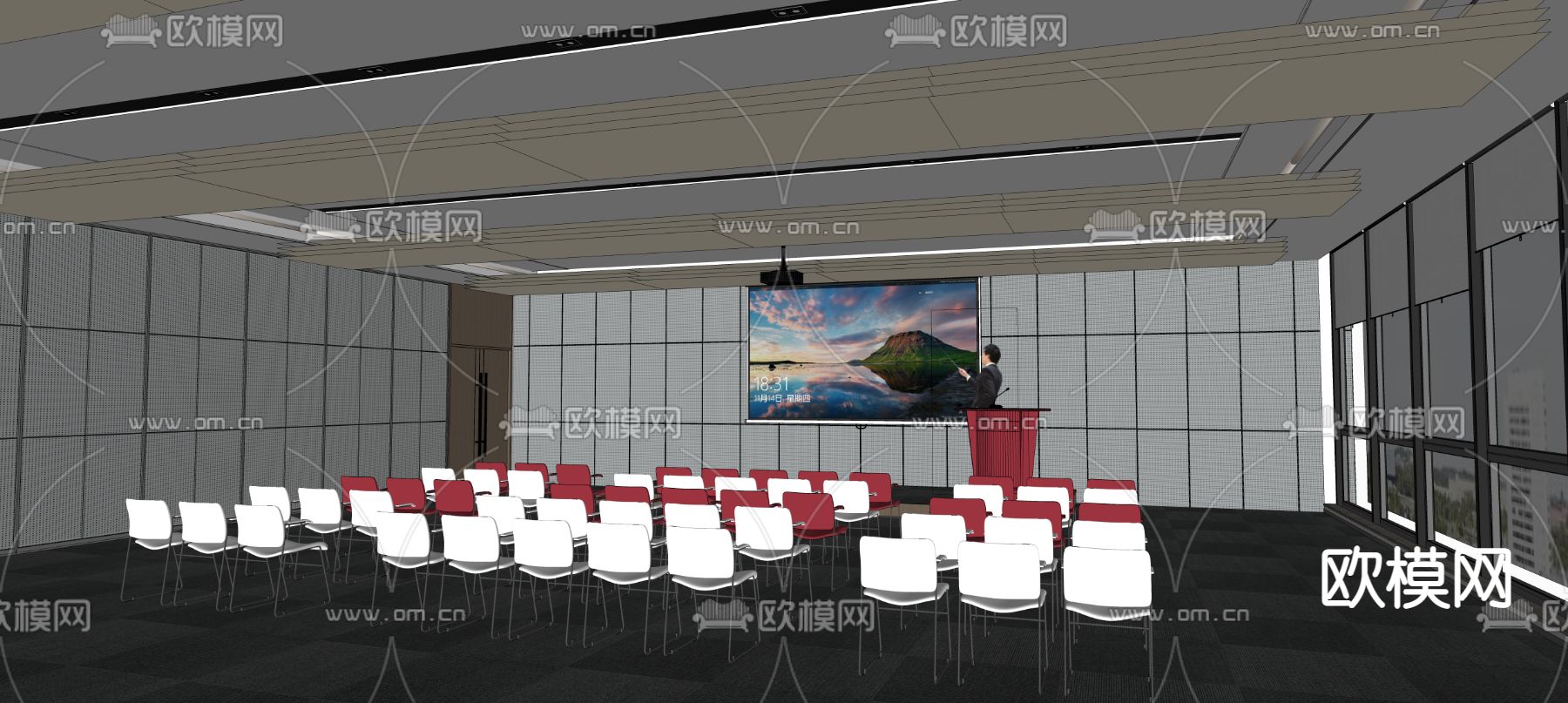 会议室 培训室 报告厅su模型下载（渲染图2）