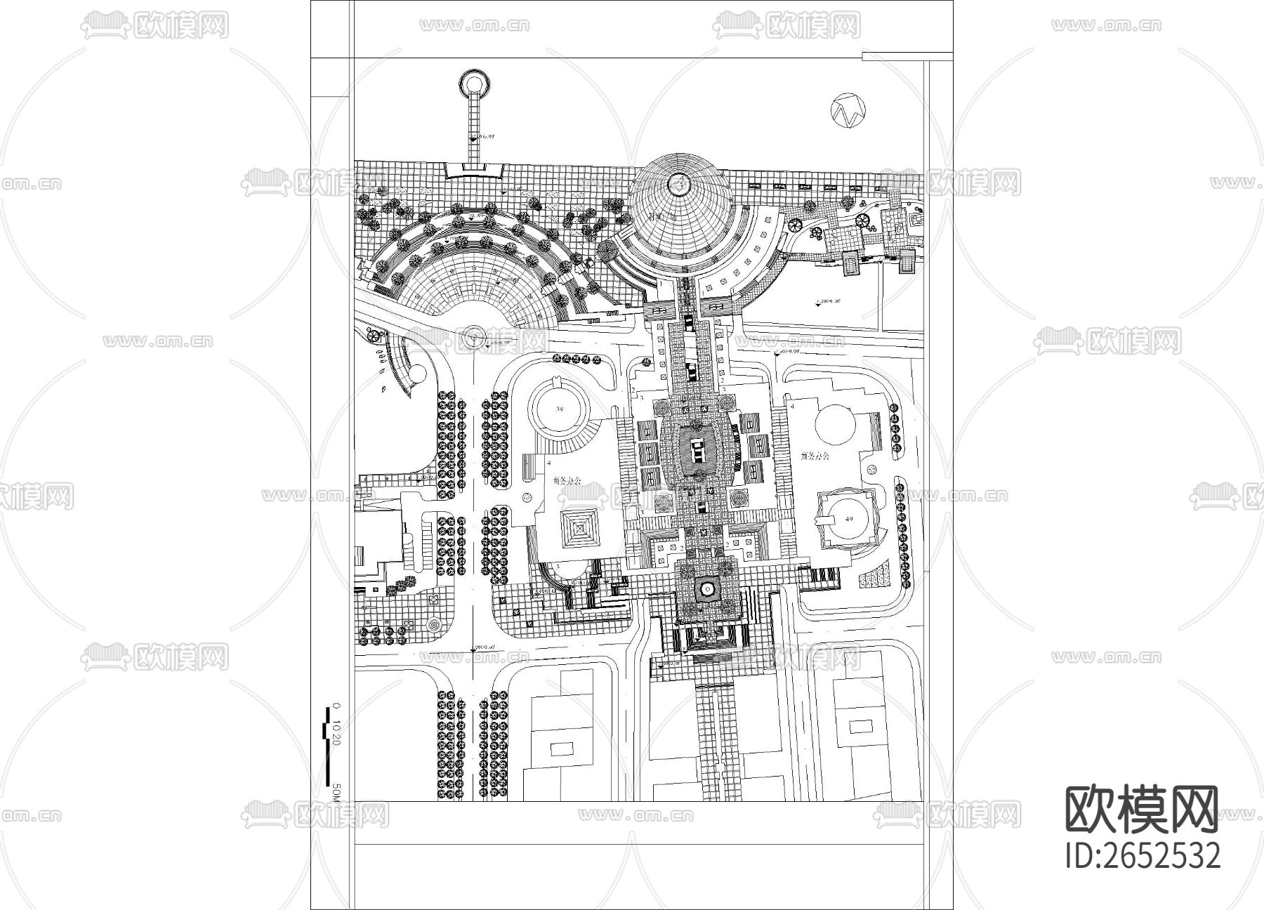 城市广场平面cad施工图下载（渲染图1）