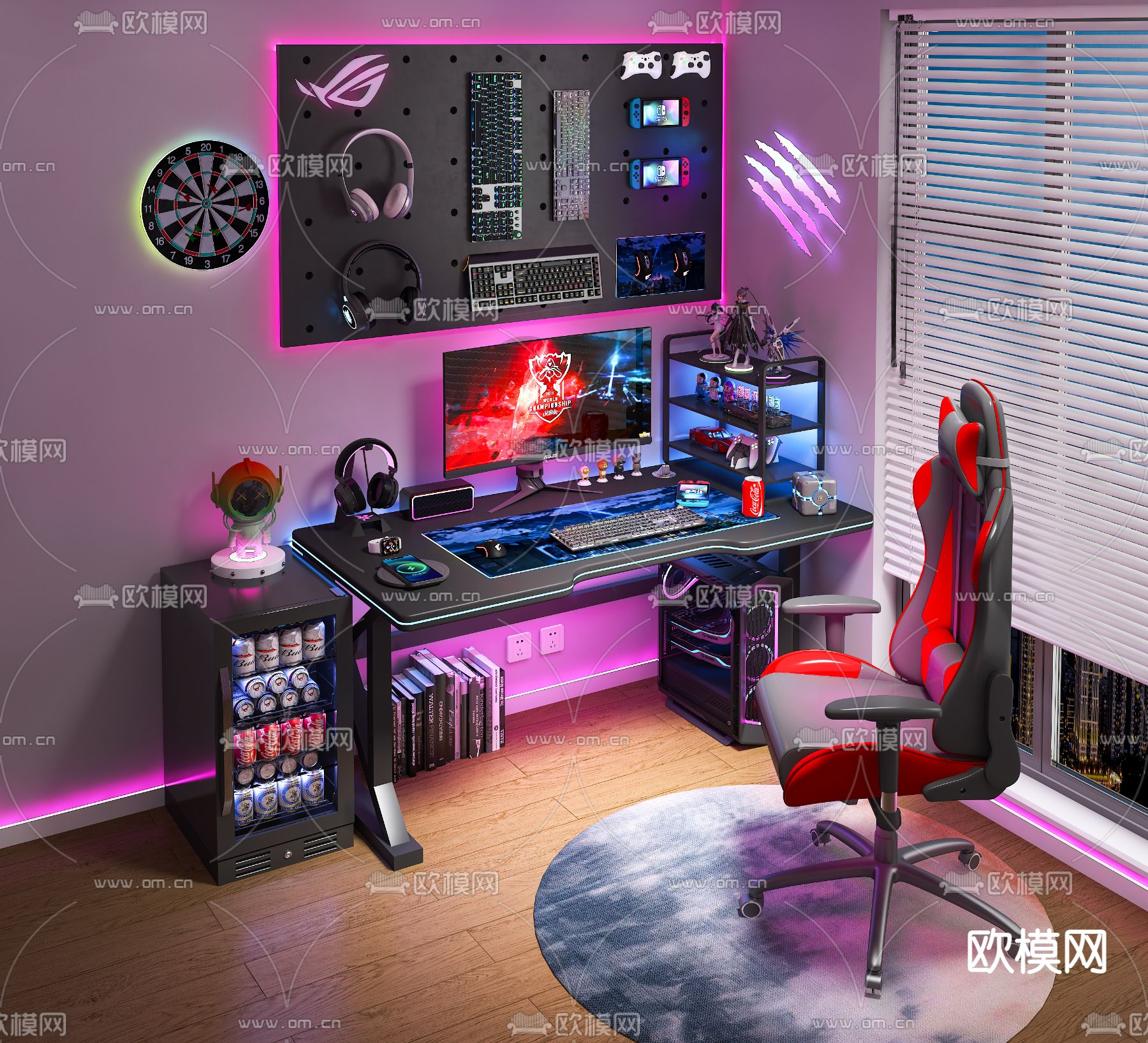 电竞桌 电玩桌 游戏桌3d模型下载