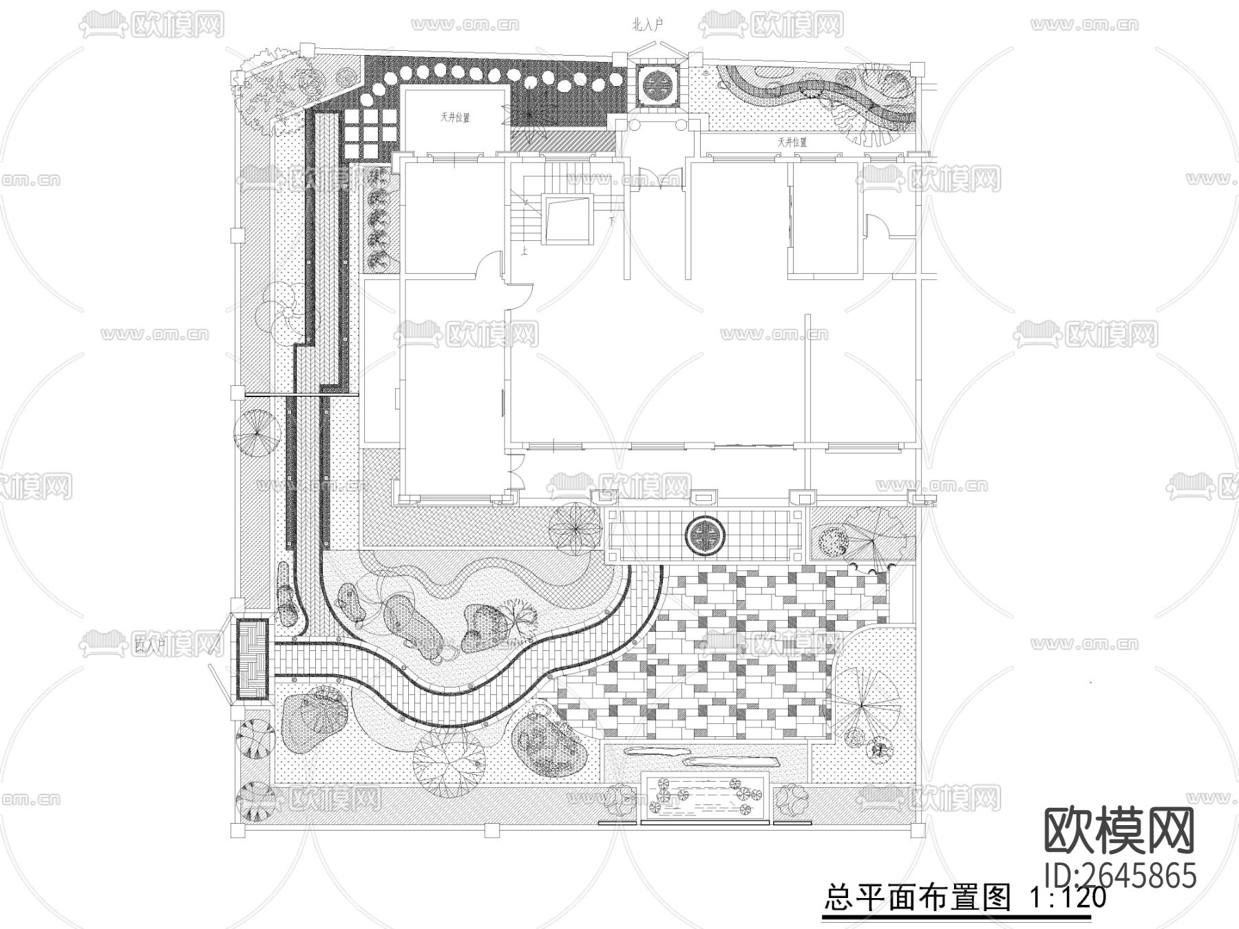 别墅花园cad平面图下载（渲染图5）