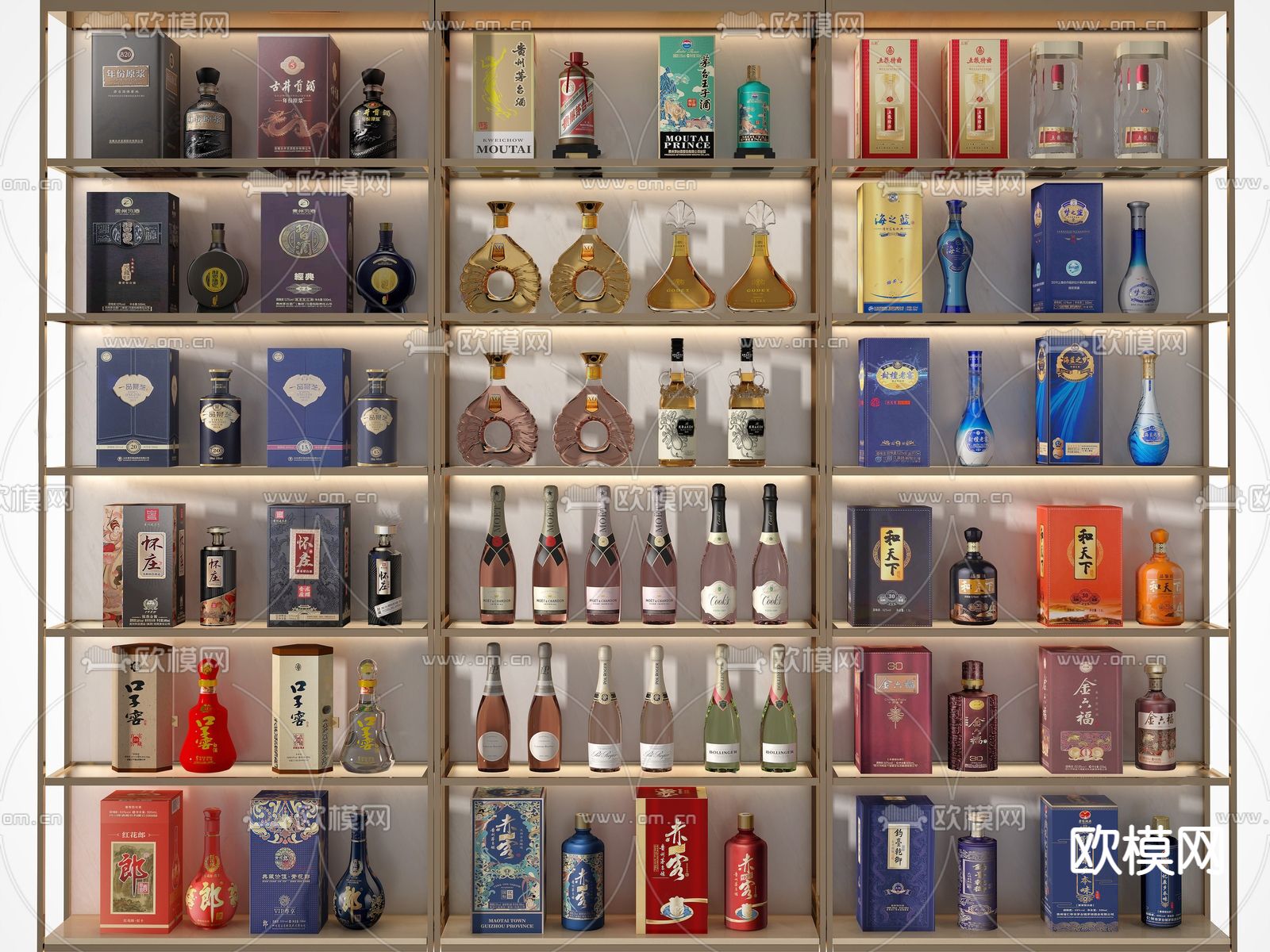 国酒 洋酒 酒水 酒瓶susu模型下载（渲染图1）