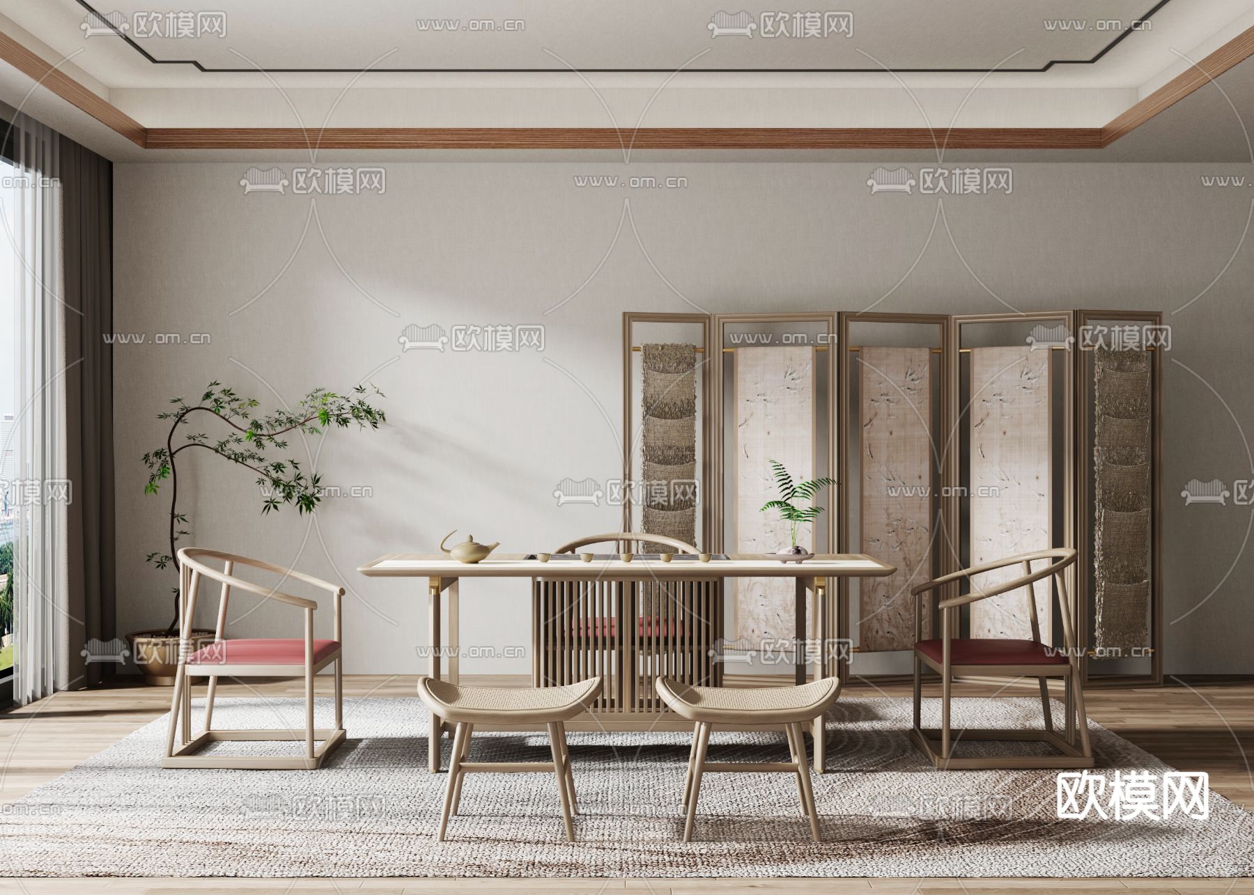 新中式茶室3d模型下载