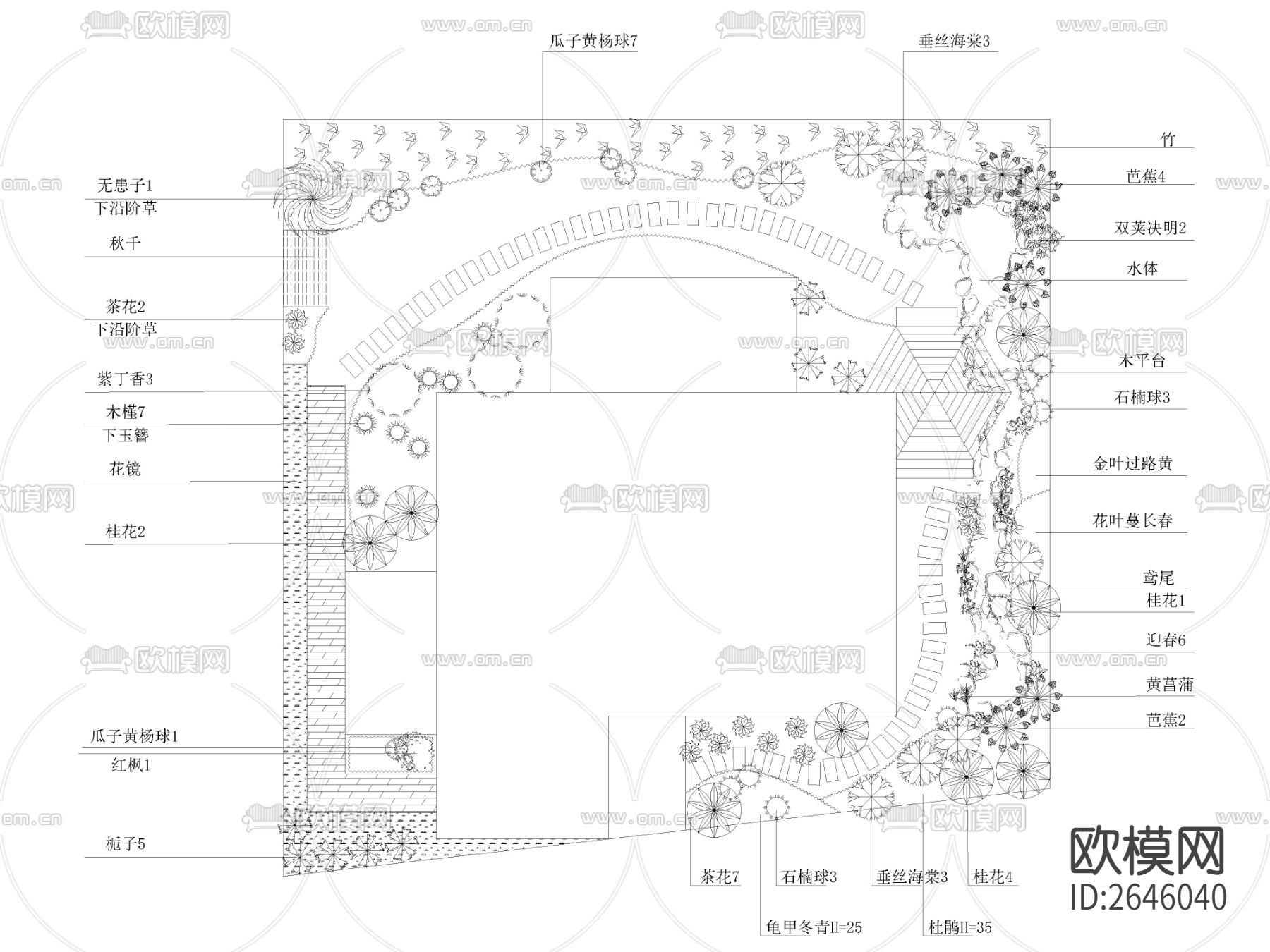 庭院花园景观CAD施工图下载（渲染图9）