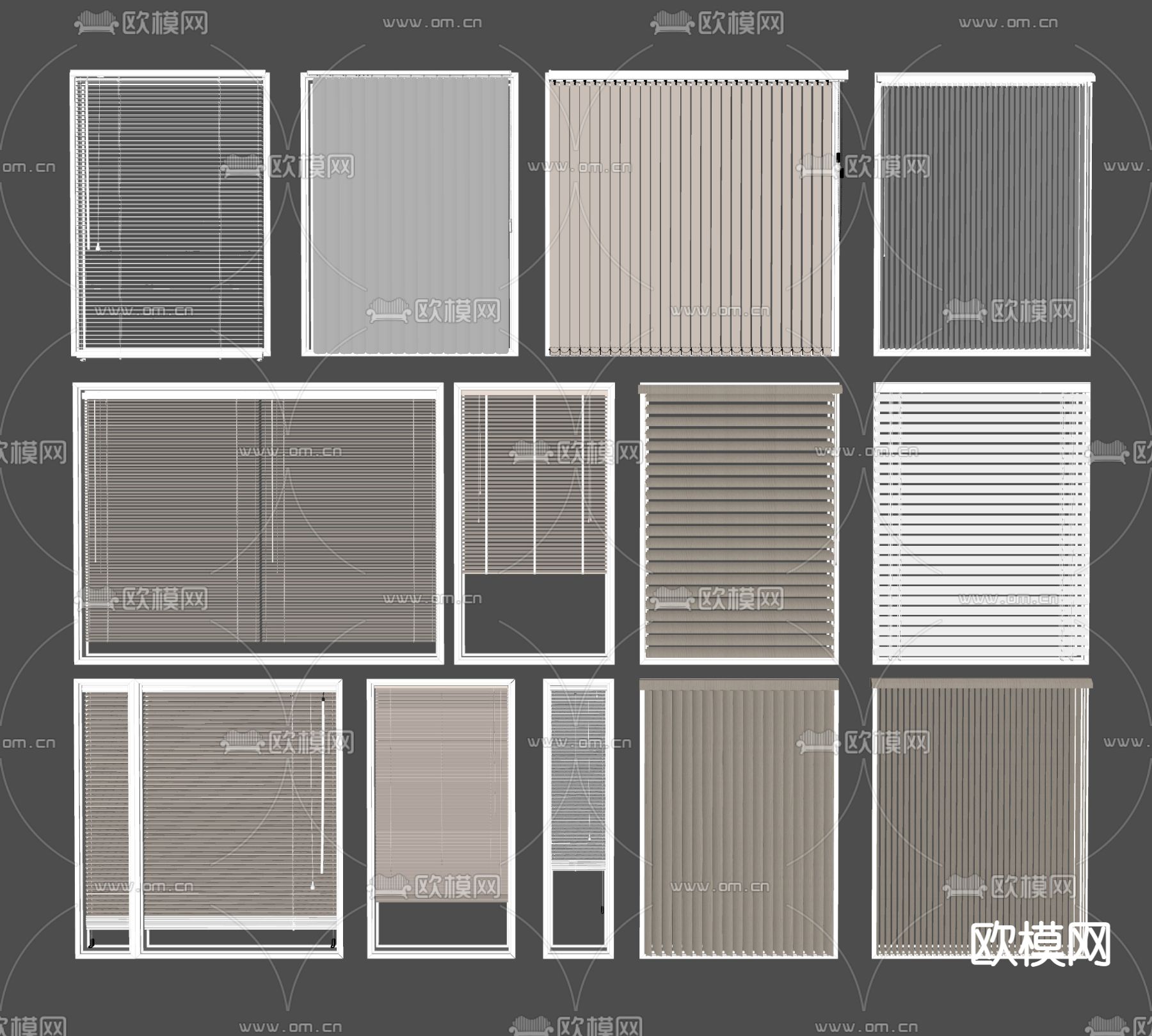窗帘 百叶帘 拉帘su模型下载（渲染图2）