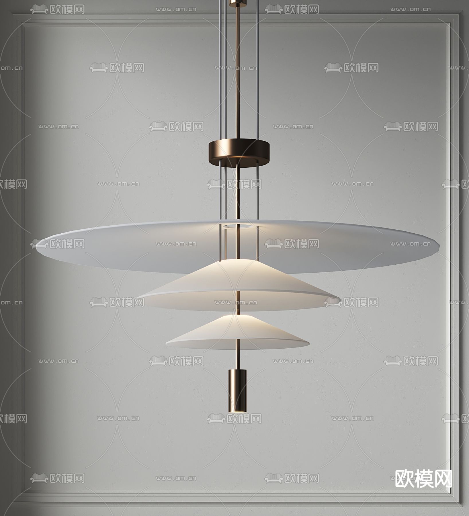 现代艺术飞碟吊灯su模型下载（渲染图1）