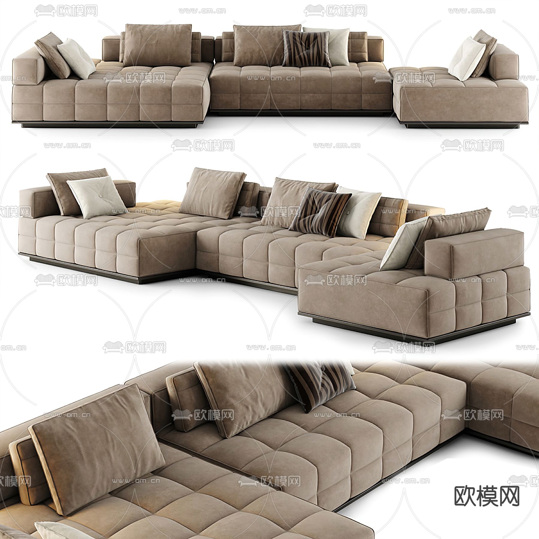 模块沙发 转角沙发su模型下载（渲染图1）