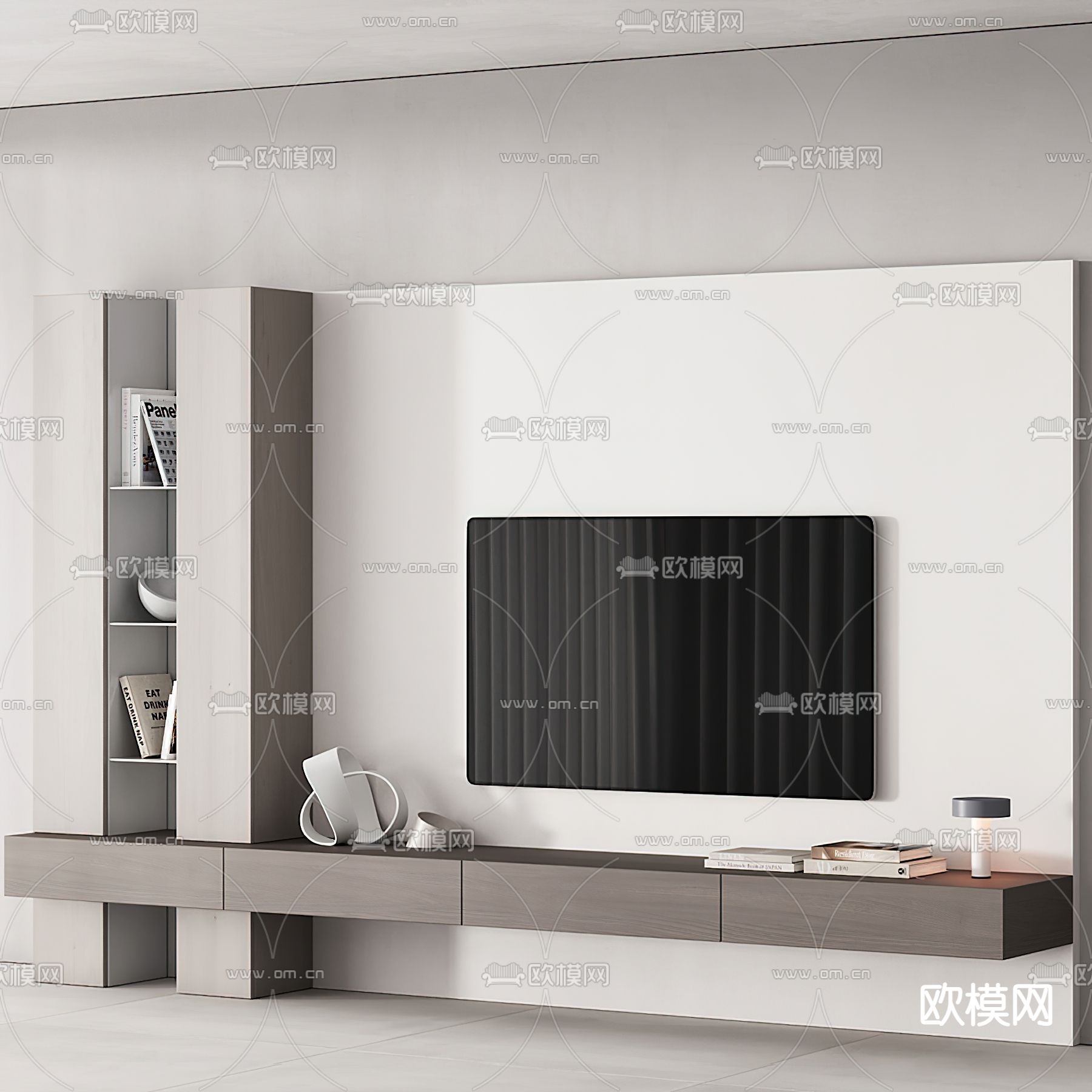 高级灰背景 电视背景su模型下载（渲染图1）