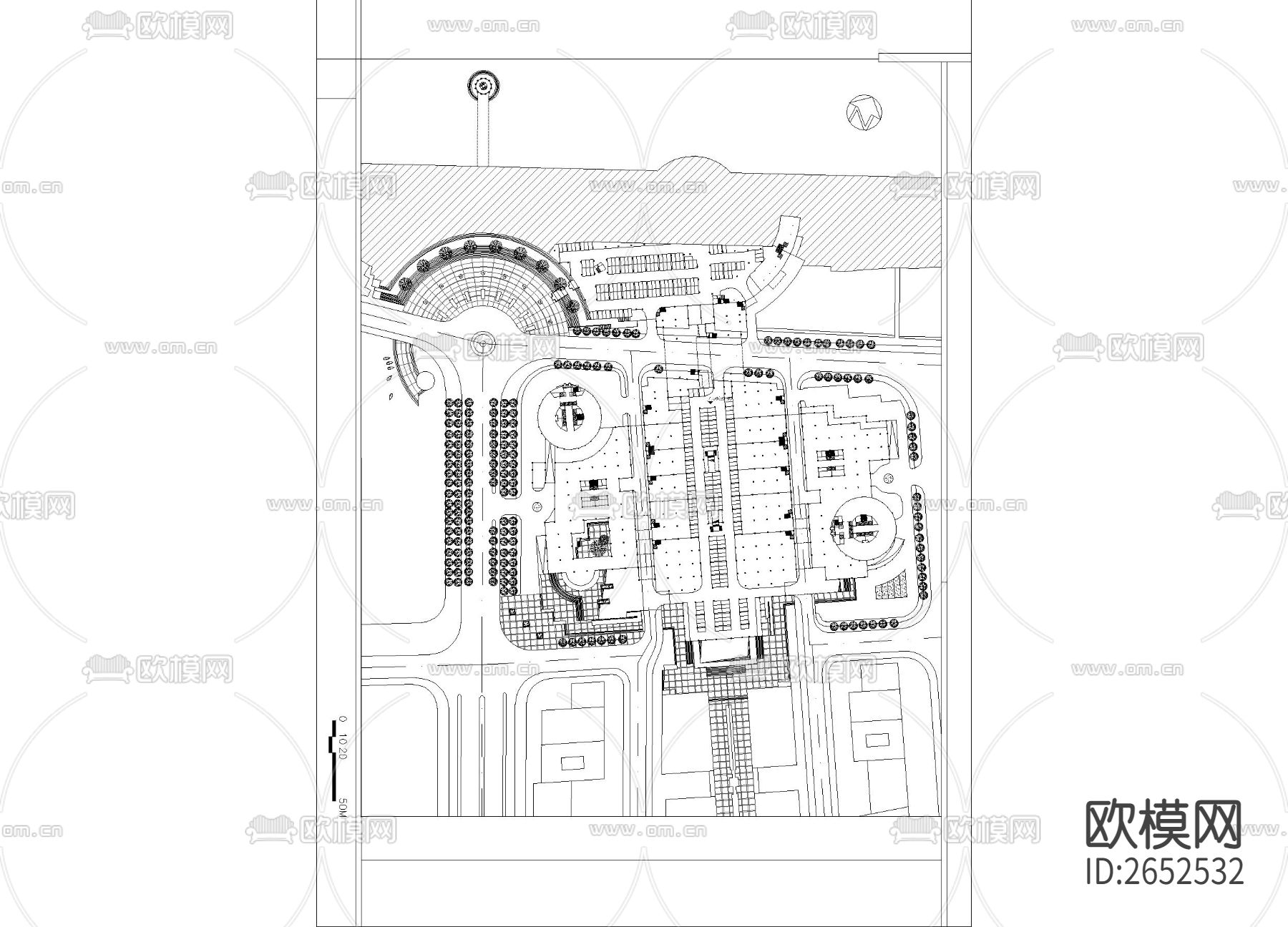 城市广场平面cad施工图下载（渲染图2）
