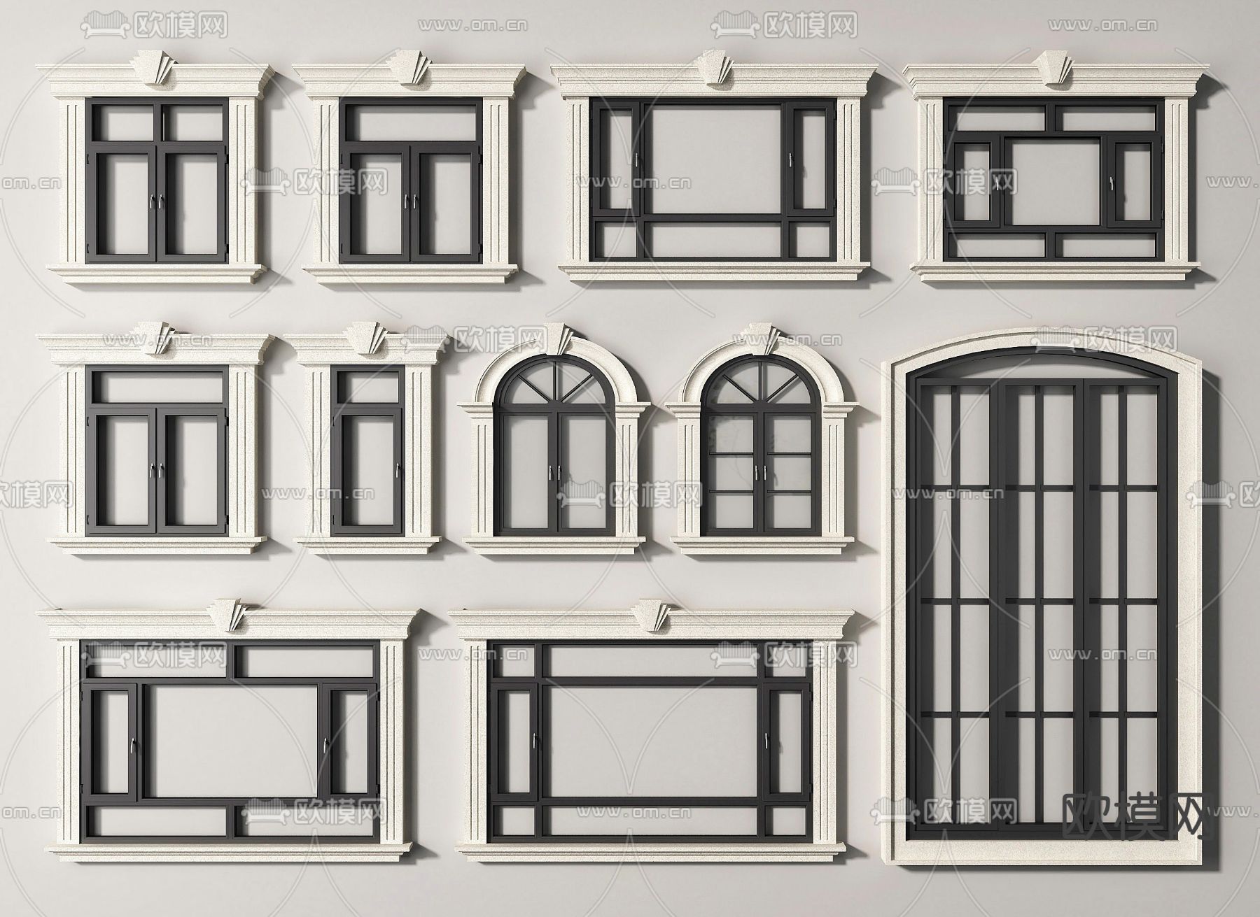 欧式法式古典雕花窗户3d模型下载-【集简空间】「每日更新」
