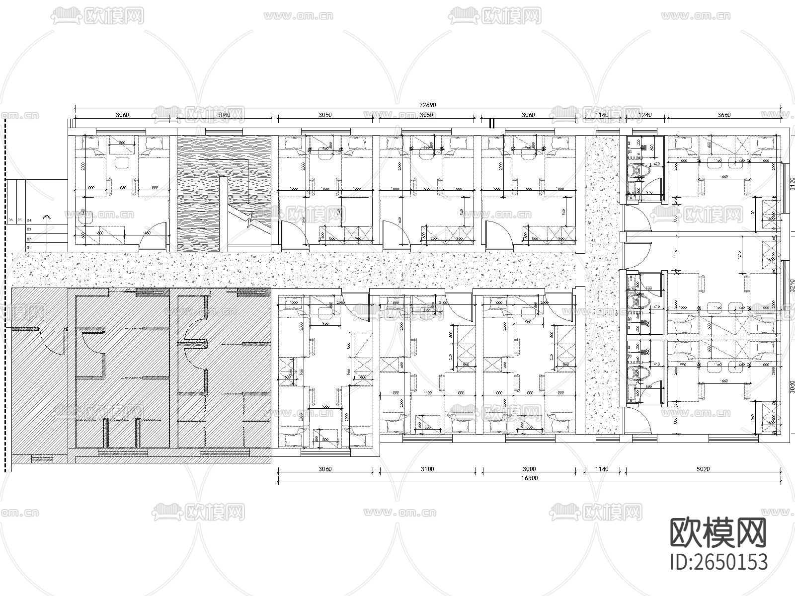 原创青年旅社设计CAD施工图下载（渲染图4）