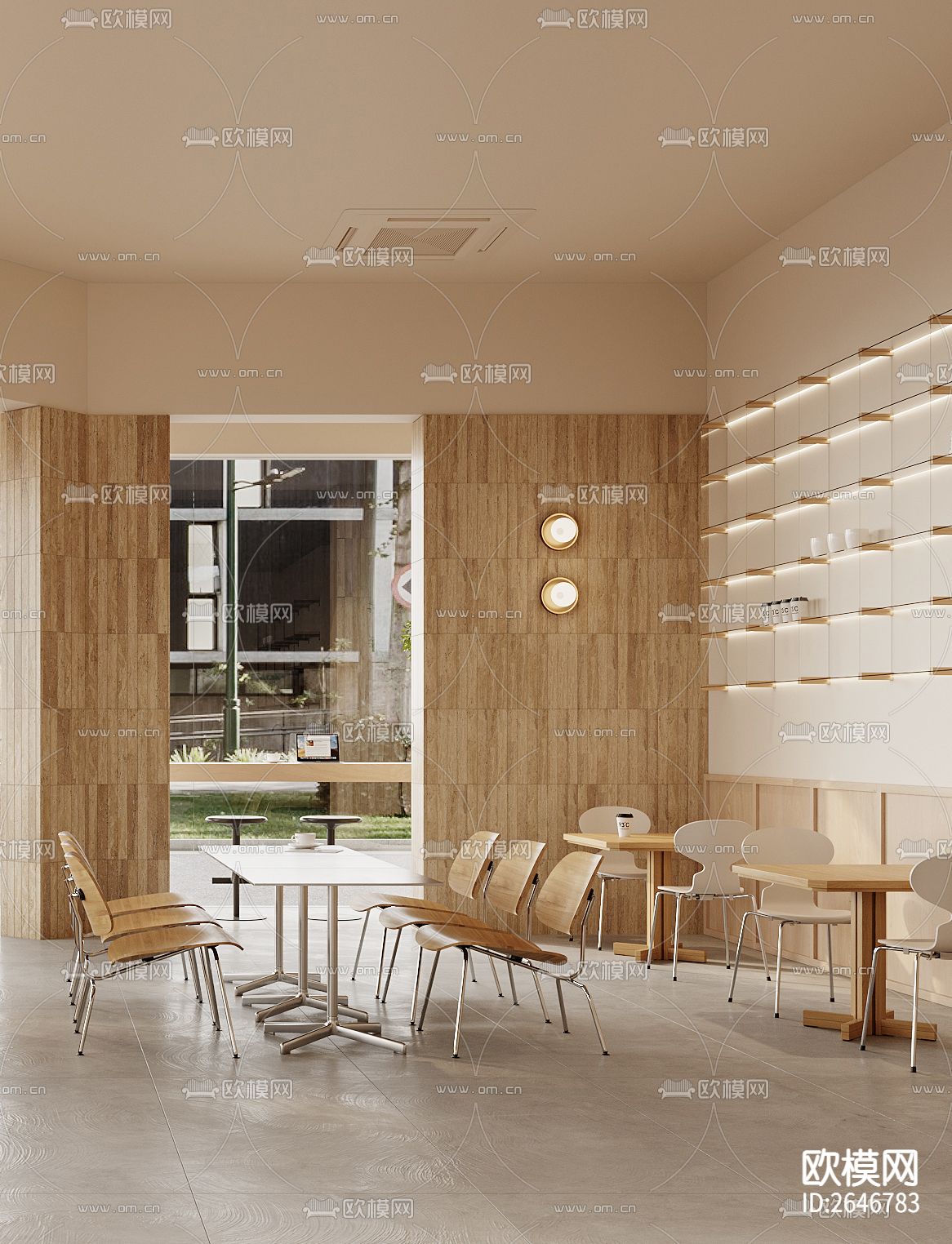 咖啡店CAD施工图下载（渲染图3）